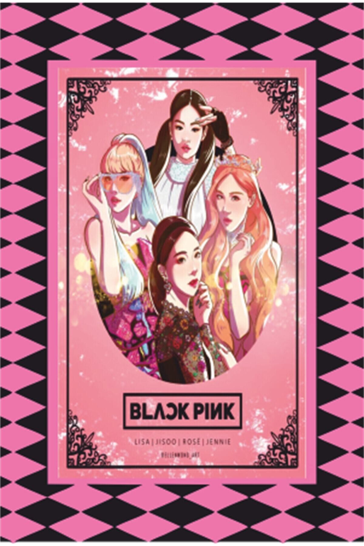 K-pop Black Pink Çerçeve Görünümlü Retro Ahşap Poster-18