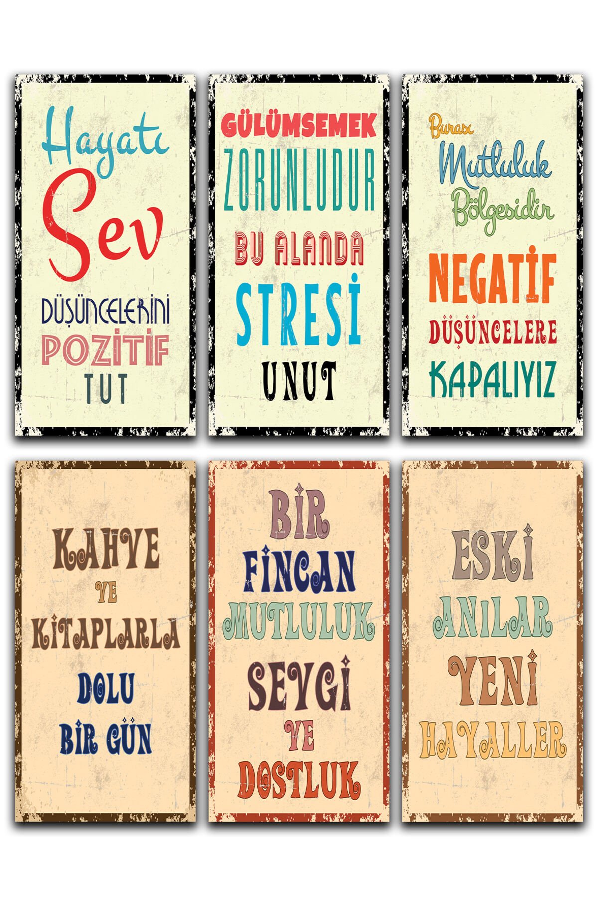6lı Duvar Yazıları 10x20 Pozitif Ahşap Poster Seti 10x20 3mm mdf