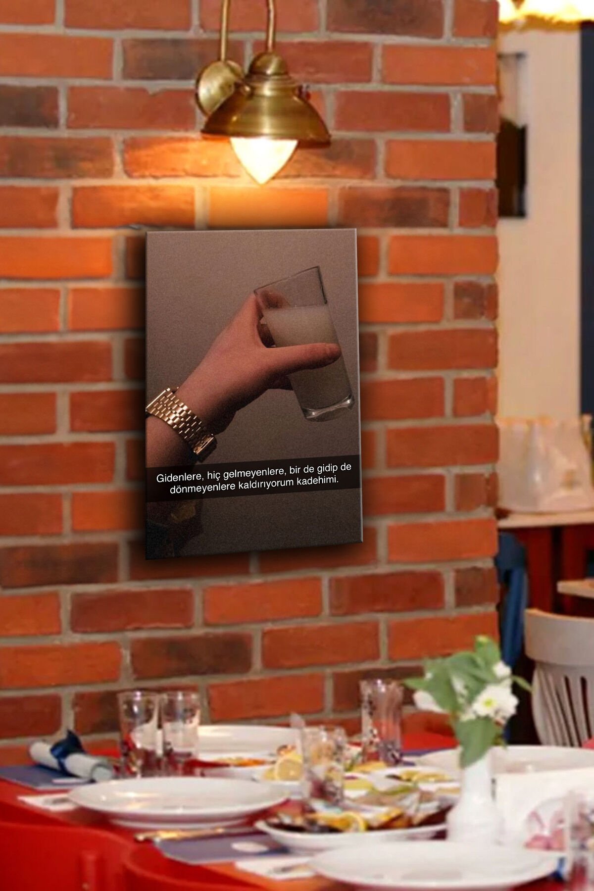 Rakı Sözleri Gidenlere, hiç gelmeyenlere retro ahşap poster tablo