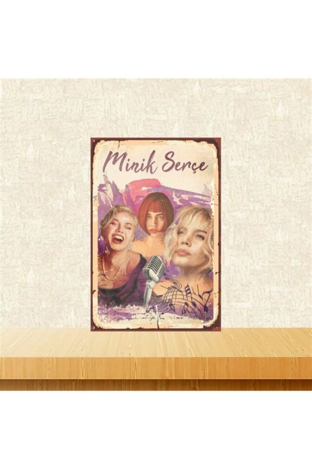 Sezen Aksu Minik Serçe 20-30 Cm Retro Ahşap Poster Tkfx4492