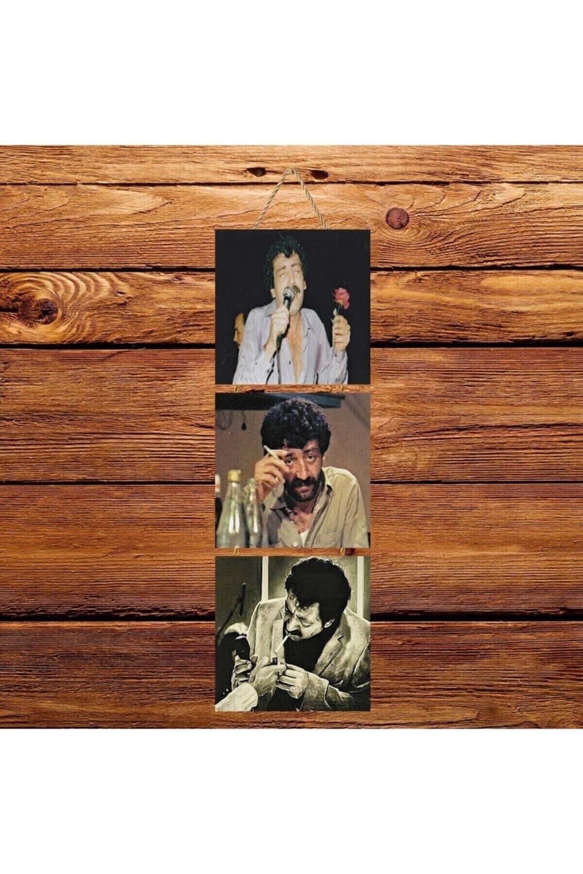 Müslüm Gürses Üçlü Retro Ahşap Poster Ü125