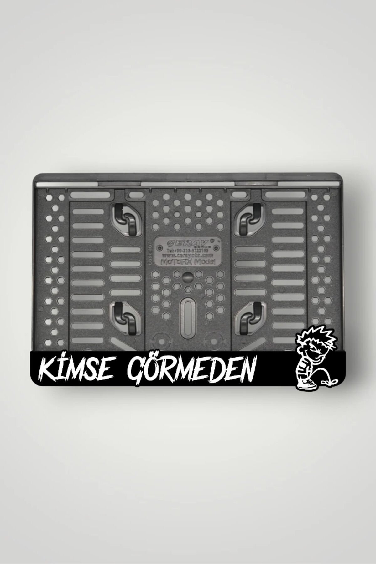 KİMSE GÖRMEDEN 3D KABARTMALI SİYAH PLEKSİ MOTOR PLAKALIĞI