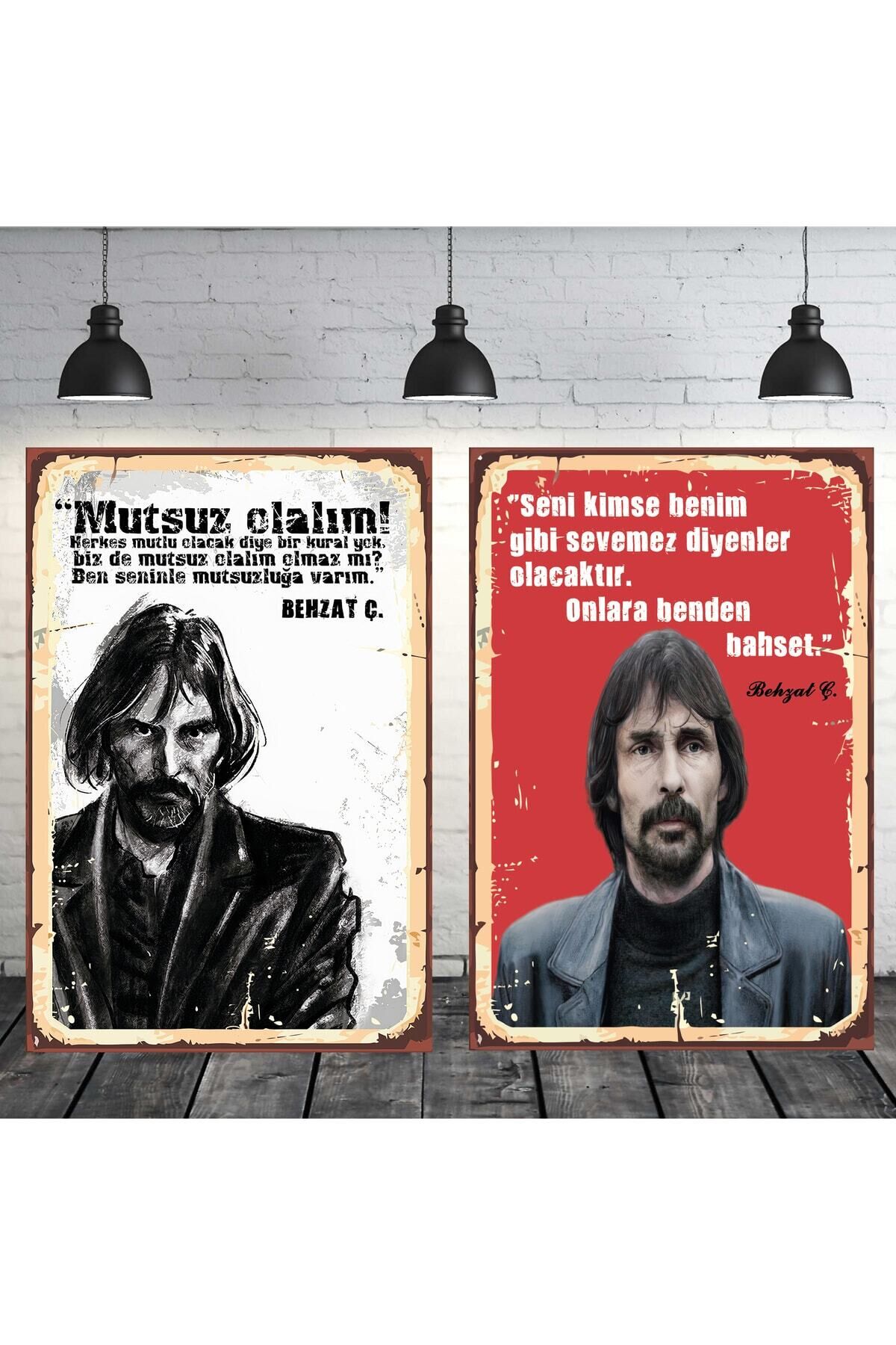 Behzat Ç. Onlara Benden Bahset Seti 2 Adet 20x30 Cm Retro Ahşap Tablo
