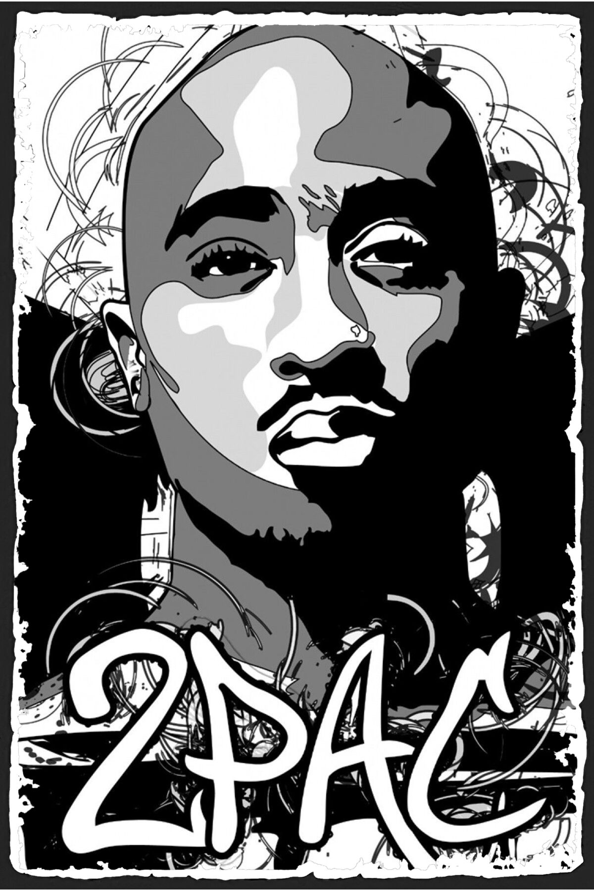 Tupac Temalı Retro Ahşap Poster