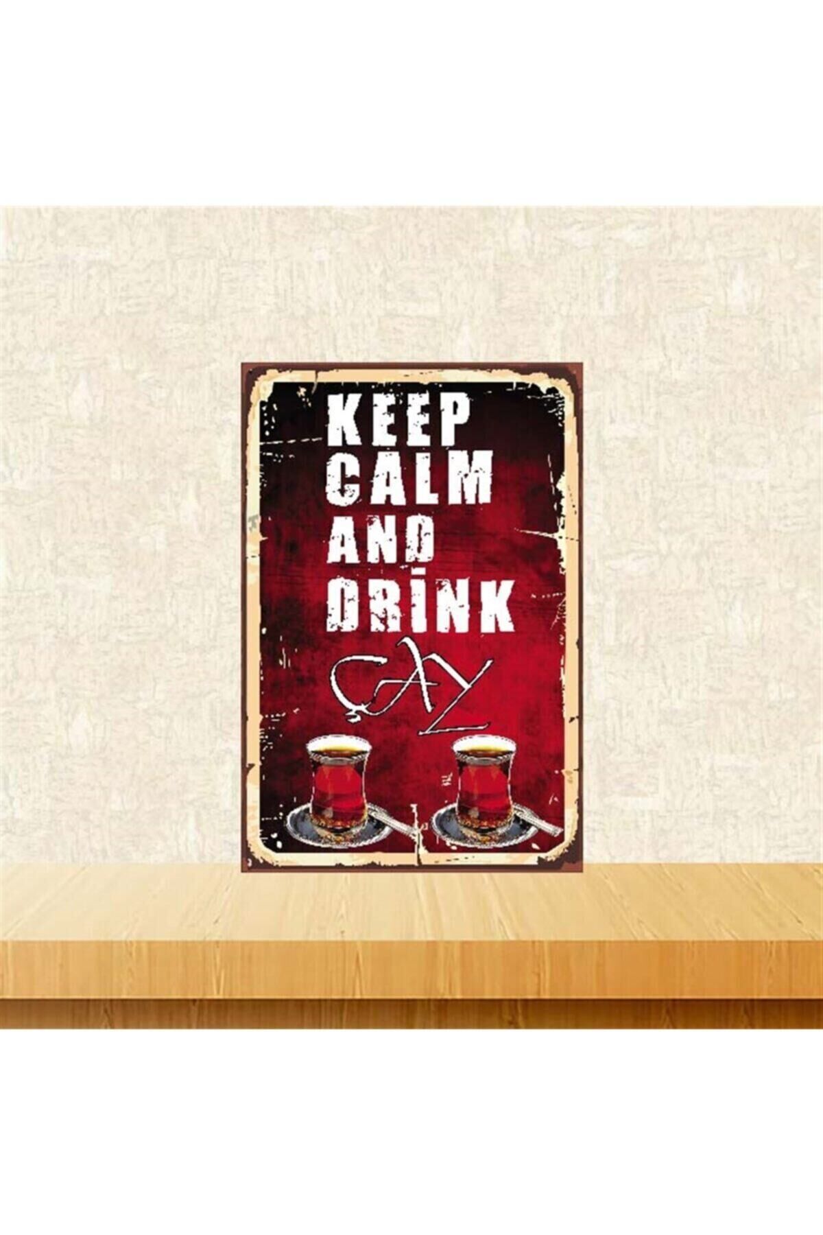 Drink Çay Tasarımlı 20x30cm Retro Ahşap Poster