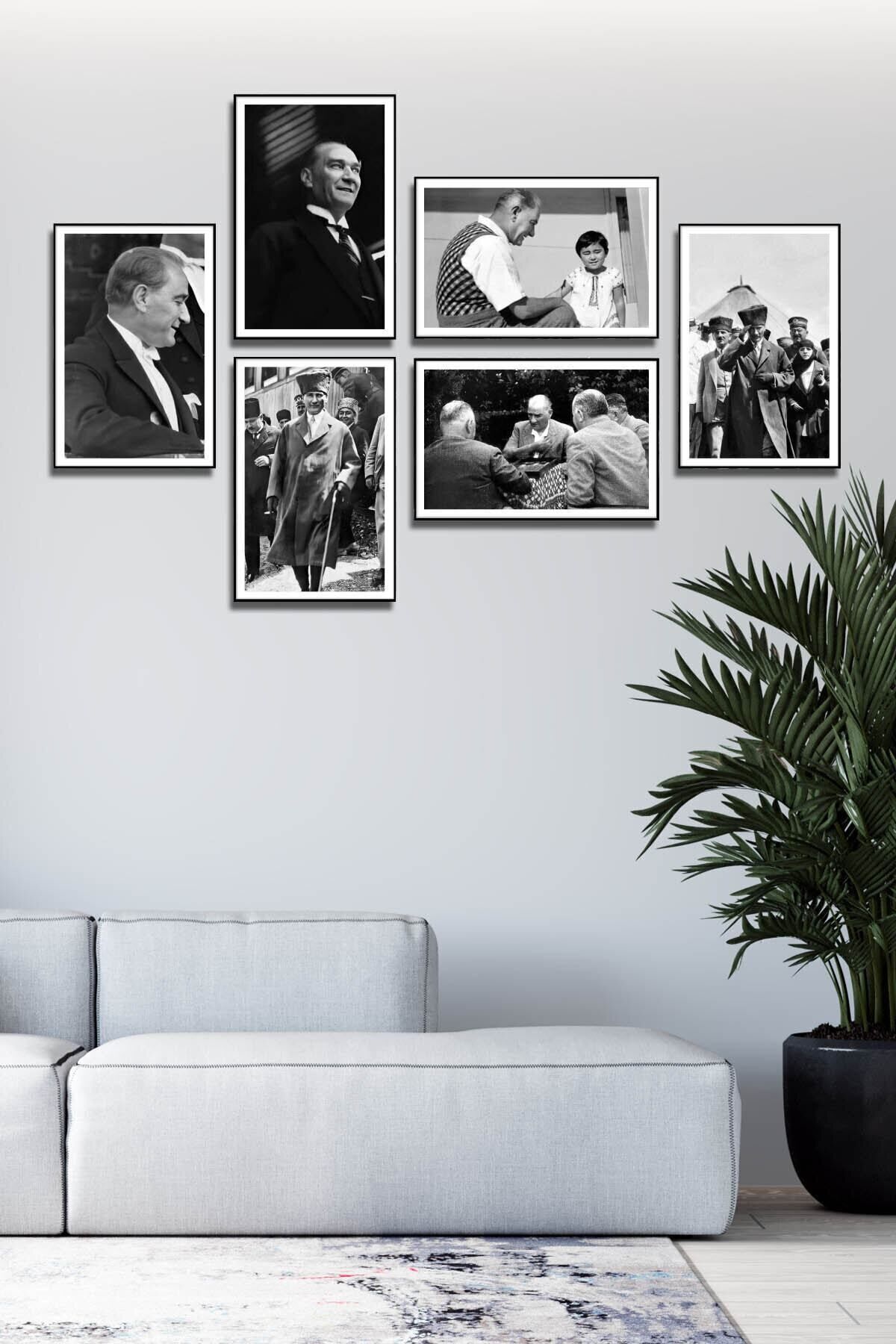 Atartürk Motifli Duvar Tablosu 6 Lı Set Sm
