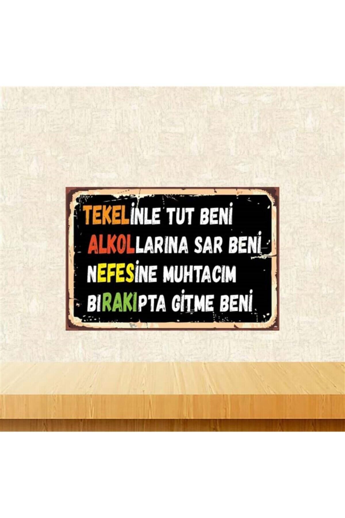 Tekelinle Tut Beni 20-30 Cm Retro Ahşap Poster