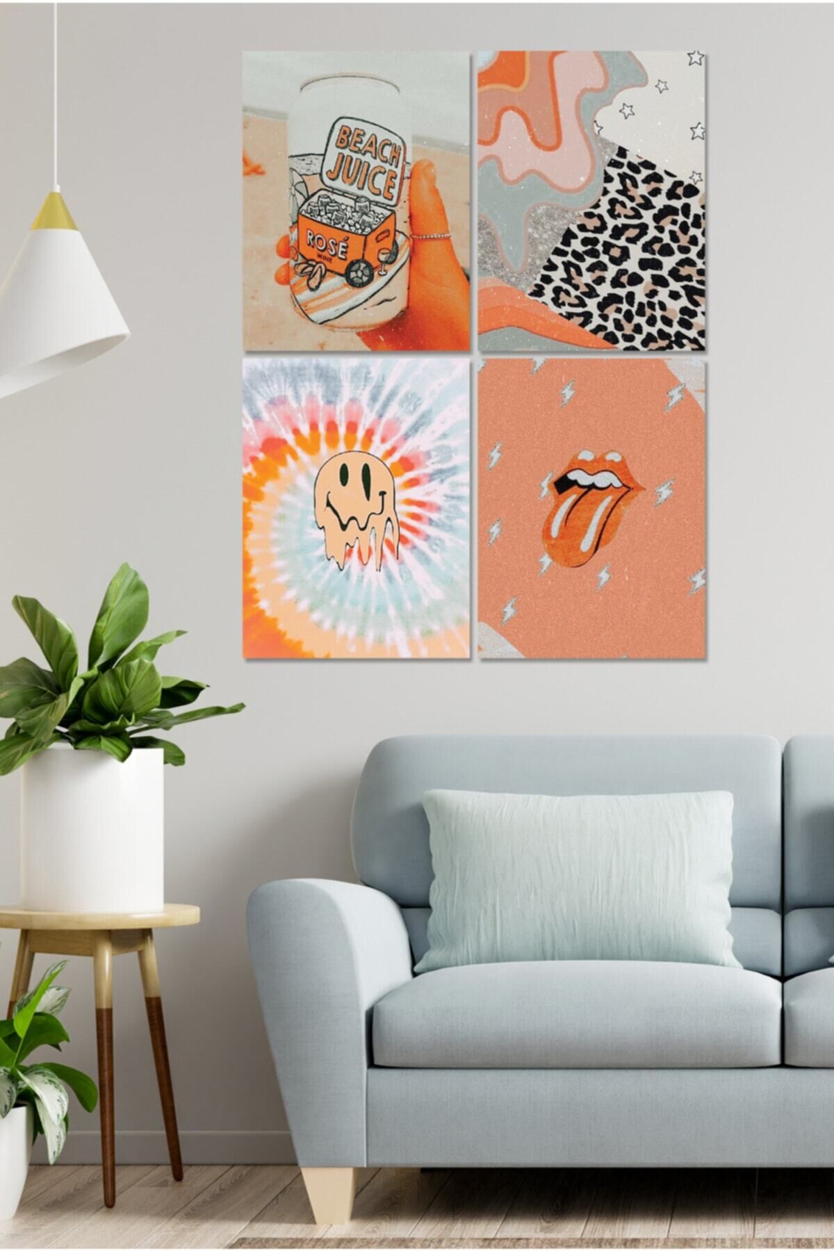 4 Parçalı Çerçeve Görünümlü Mdf Tablo Seti Dnu098