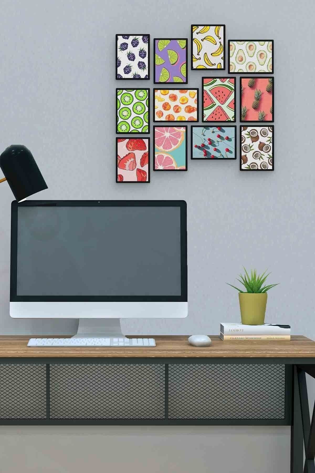 Meyveler 12 Parça Mdf (ahşap) Tablo Ofis Boyu