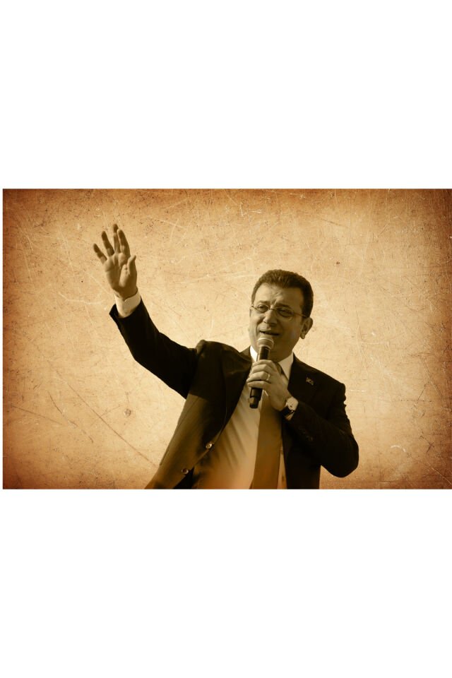 Ekrem İmamoğlu retro ahşap poster