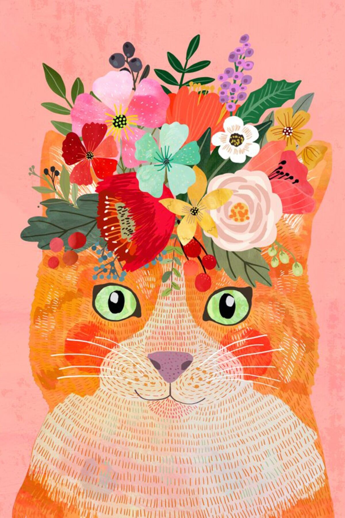 Kedi Frida Figürlü Ahşap Poster 20x30cm