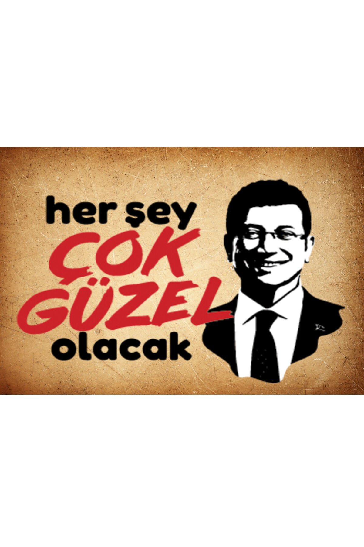 Ekrem İmamoğlu retro ahşap poster