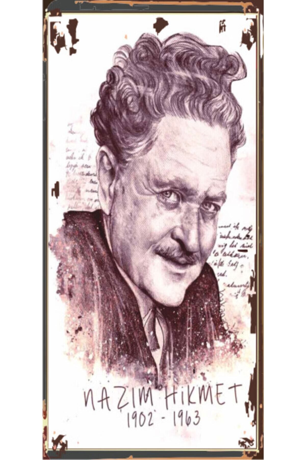 Nazım Hikmet (10 Cm X 20 Cm) Mini Retro Ahşap Poster