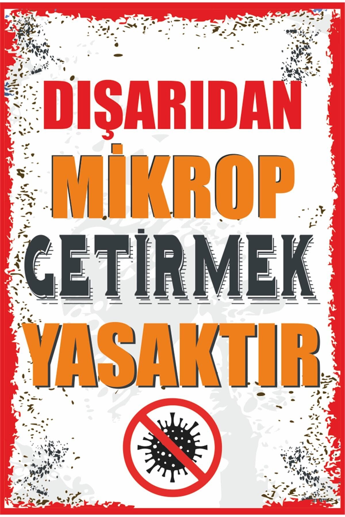 Dışarıdan Stres Mikrop Getirmek Yasaktır Komik Duvar Yazıları Retro Ahşap Poster