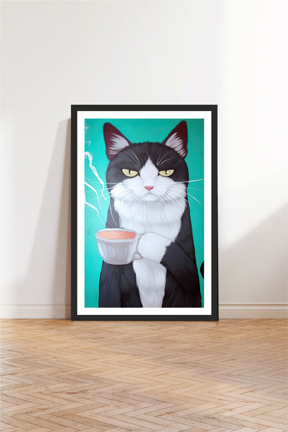 Kedi tasarımlı Çerçeve Görünümlü Mdf Tablo