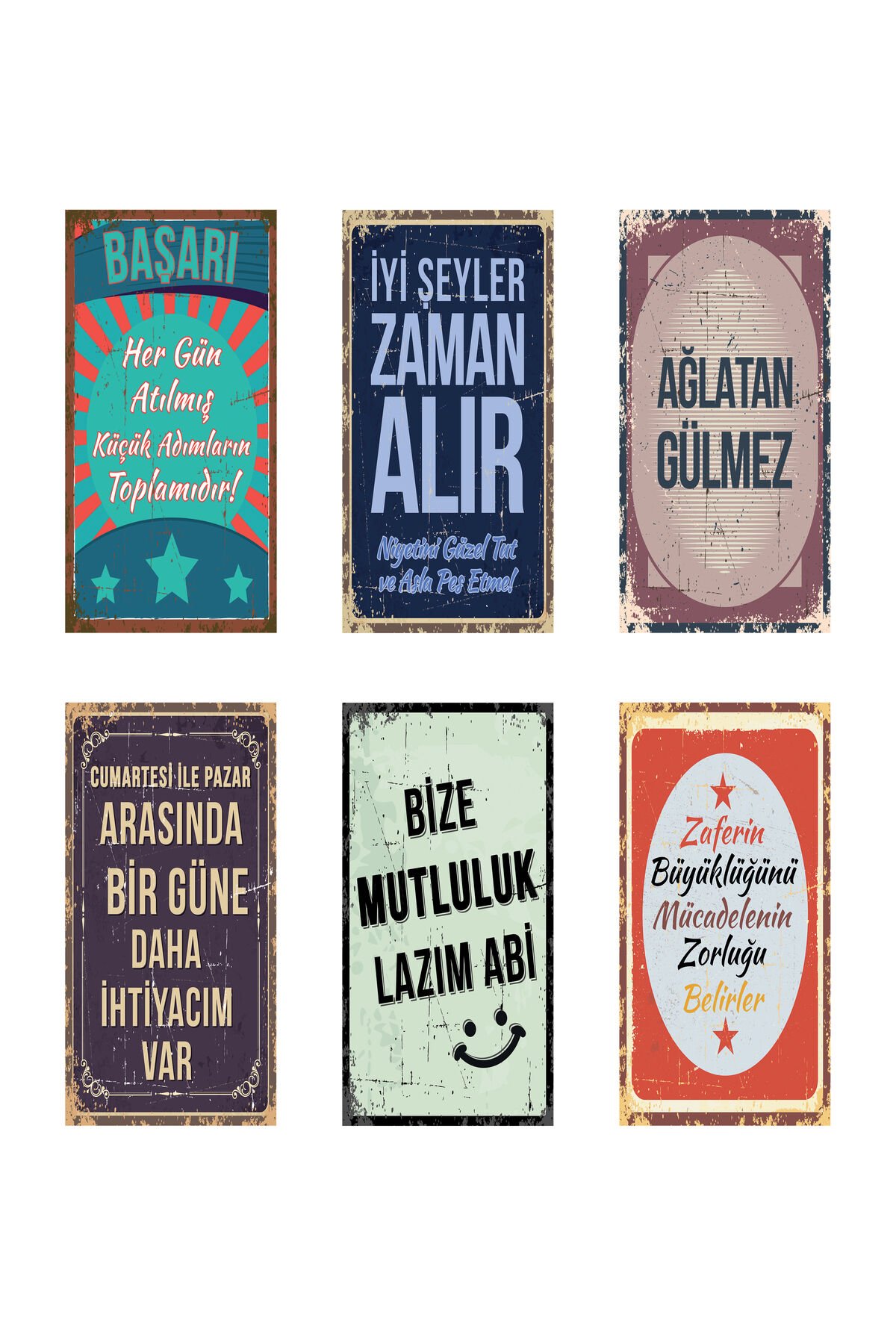 6lı Duvar Yazıları 10x20 Başarı Ahşap Poster Seti 10x20 3mm Mdf