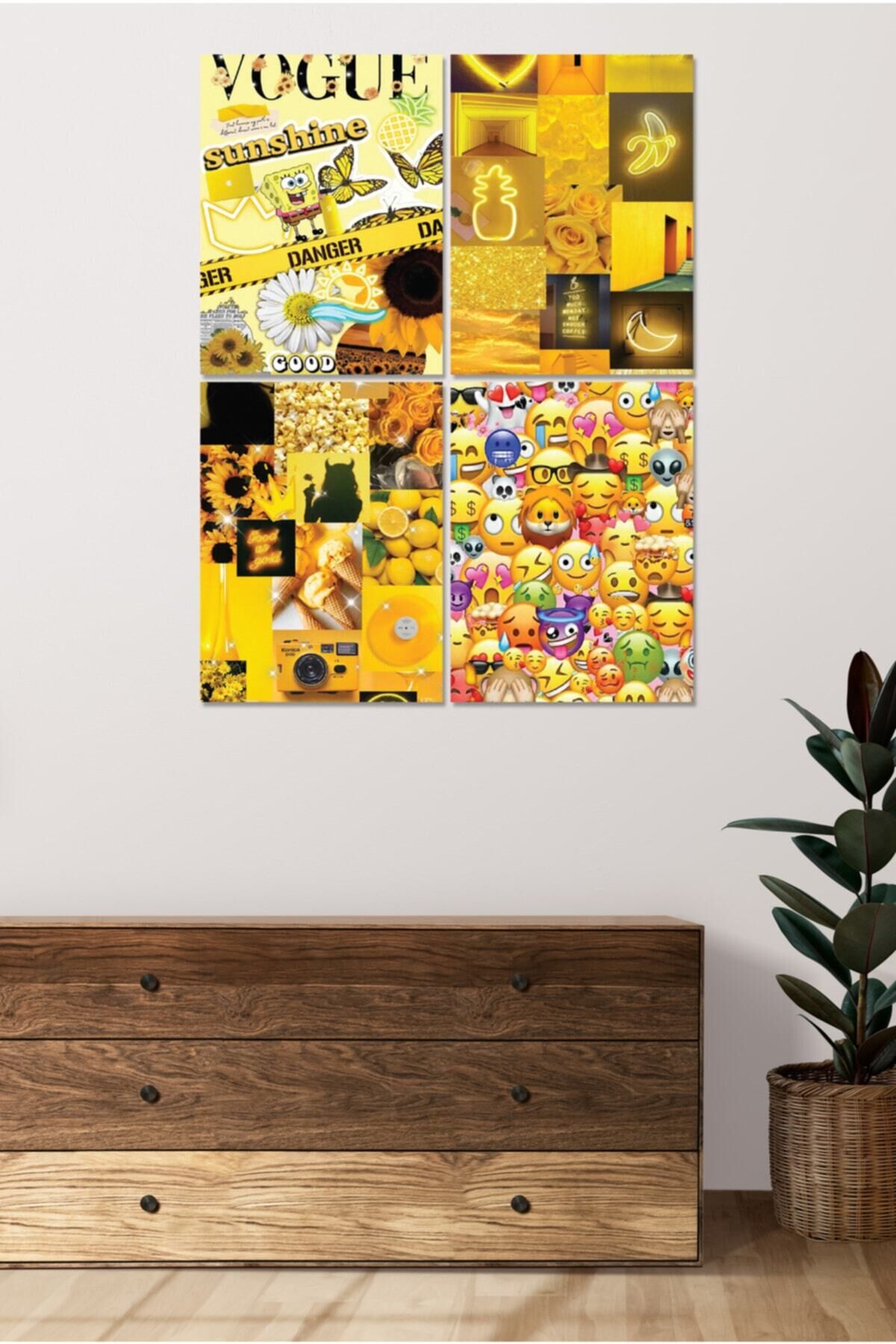 4 Parçalı Çerçeve Görünümlü Mdf Tablo Seti Dnu056