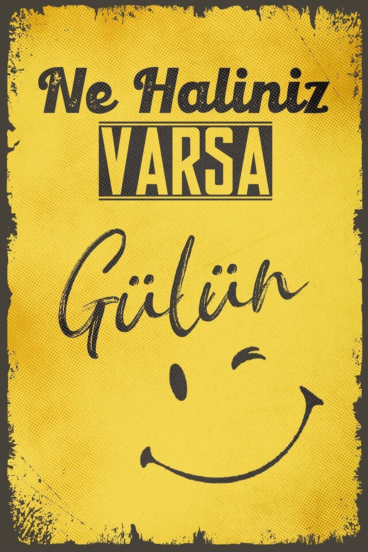 Ne Haliniz Varsa Gülün Ahşap Retro Poster