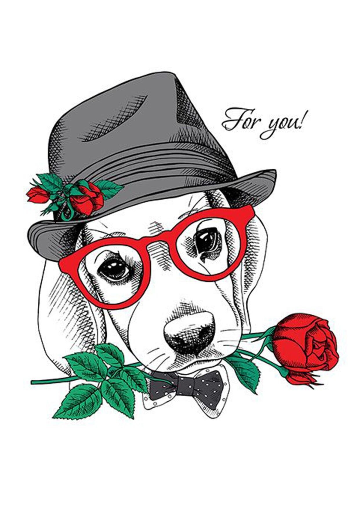 Romantik Köpek Ahşap Poster 20x30 - Mdf