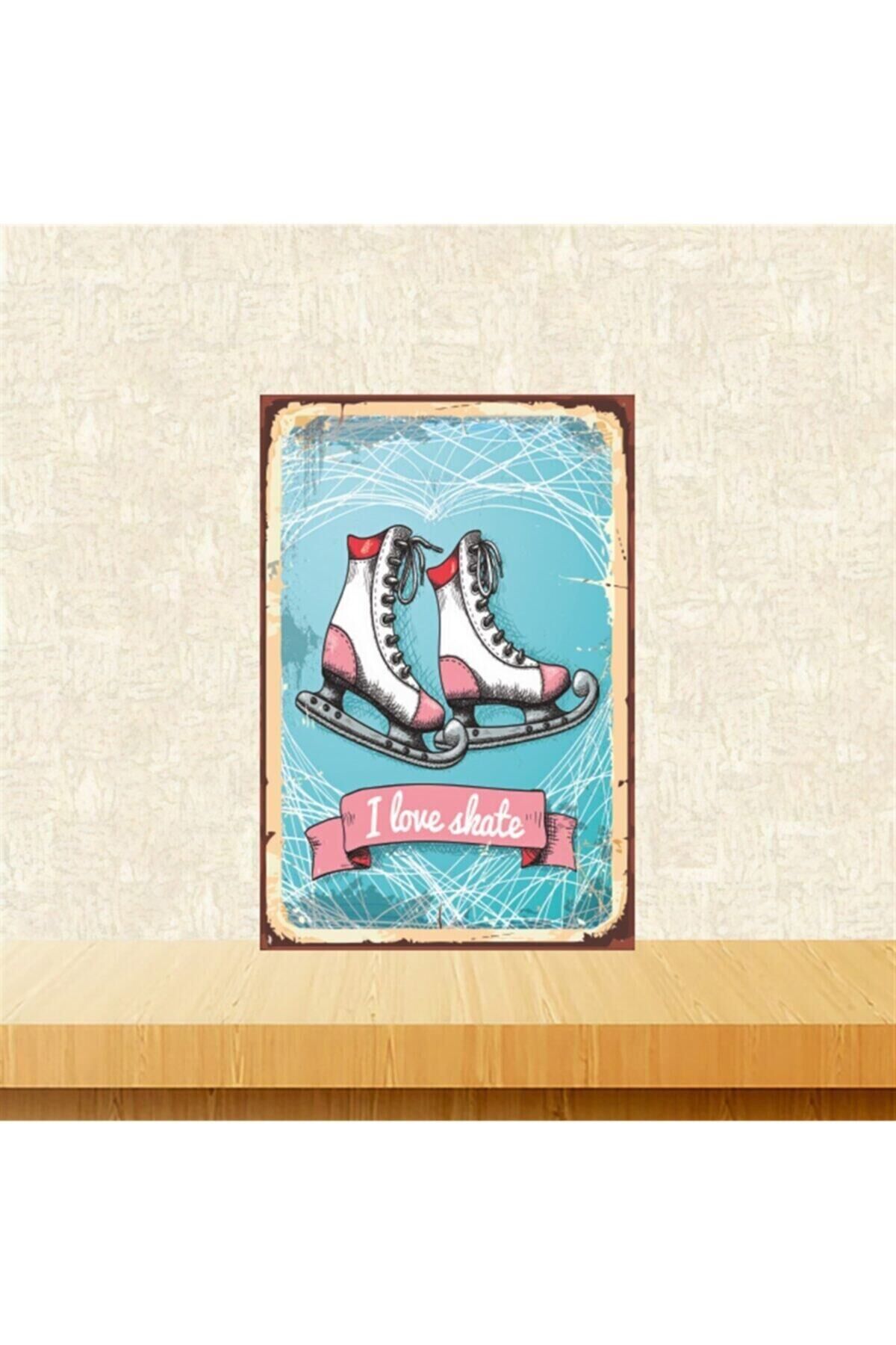 I Love Skate 20-30 Cm Retro Ahşap Tablo Tkfx5350