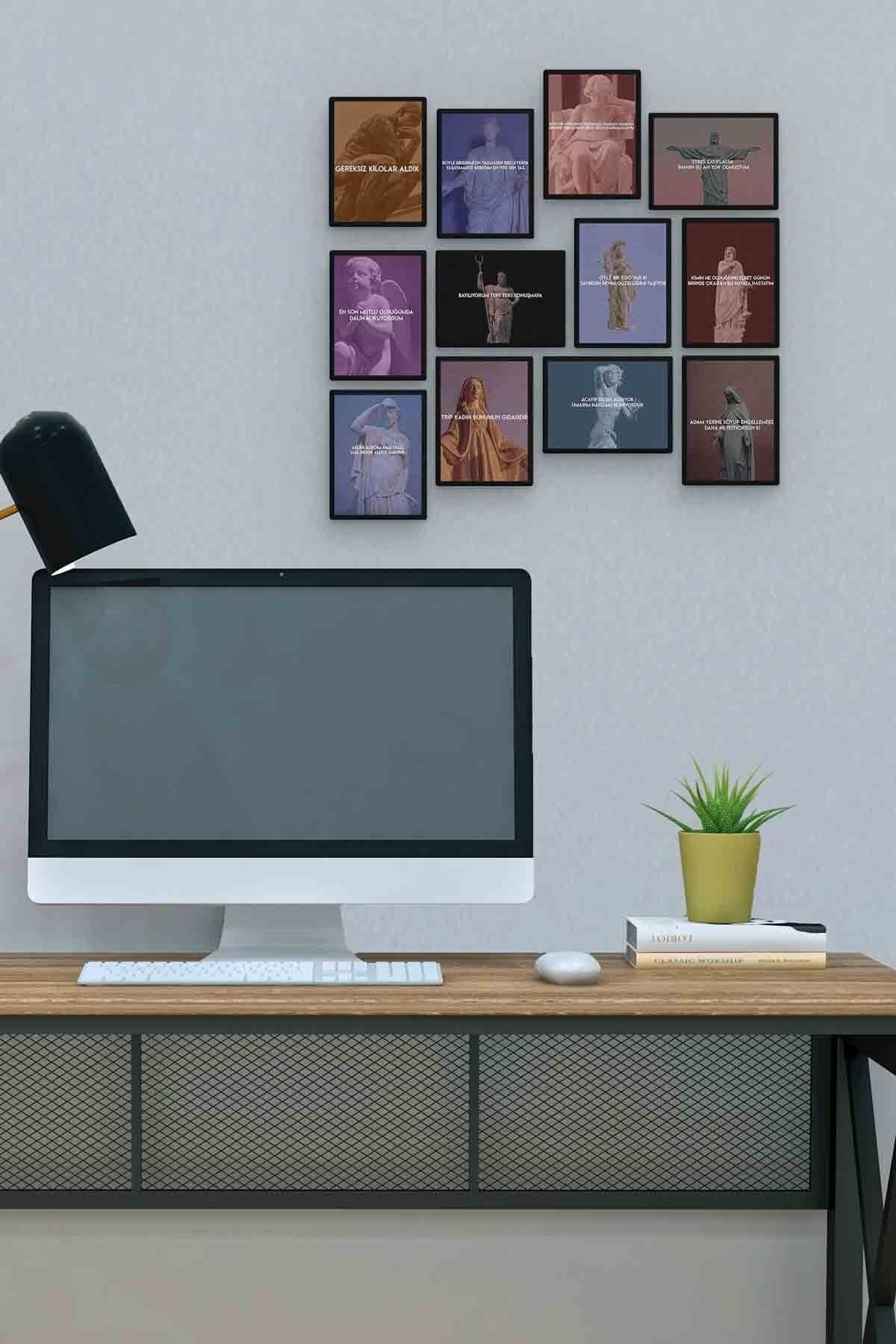 Heykel Kafası 12 Parça Mdf (ahşap) Tablo Ofis Boyu