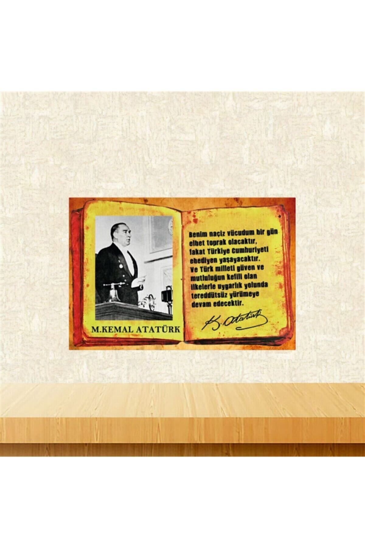 Mustafa Kemal Atatürk 20-30 cm Retro Ahşap Poster