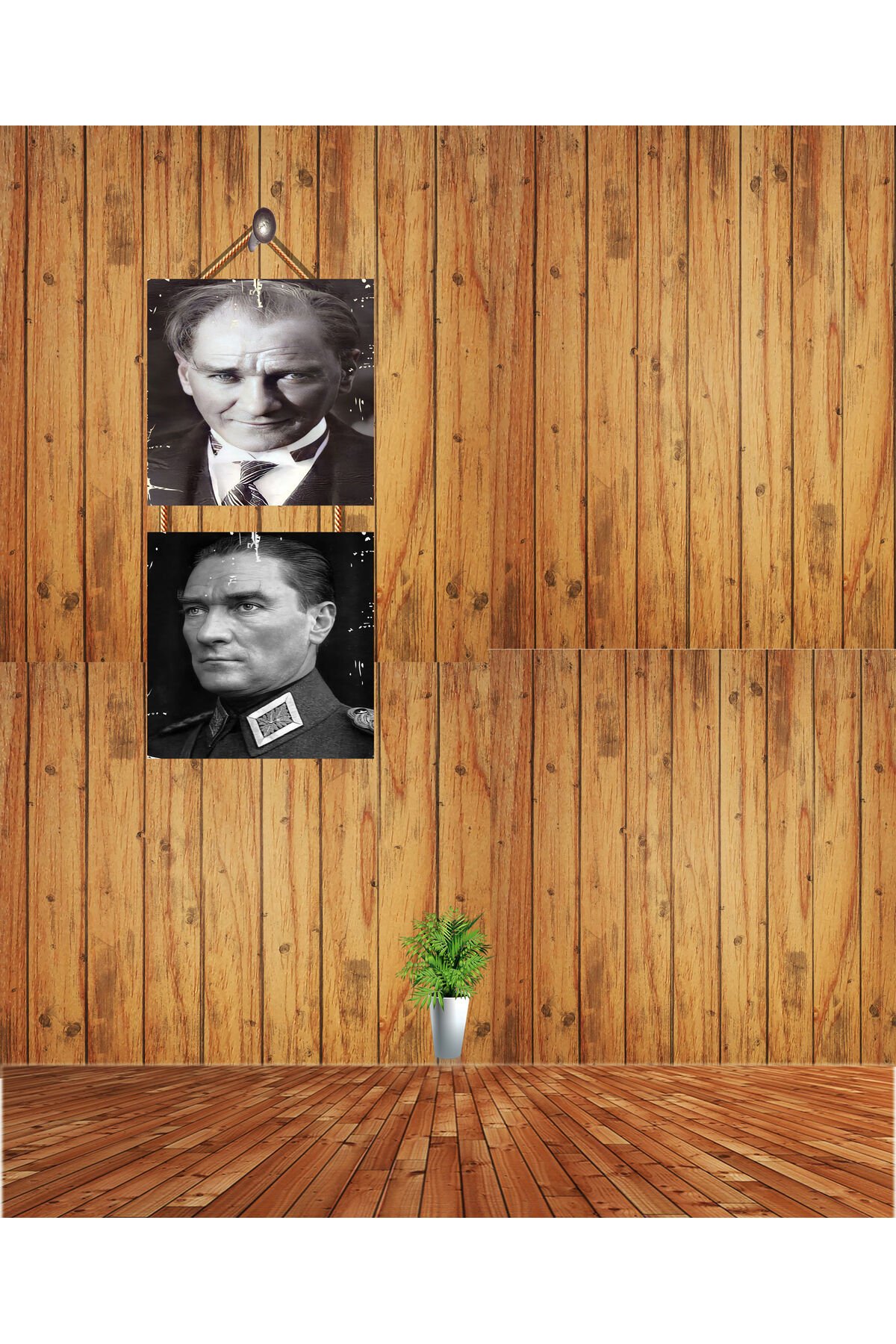 Mustafa Kemal Atatürk 20 x 40 İki Parça İpli CM MDF Duvar Tablosu .. 01