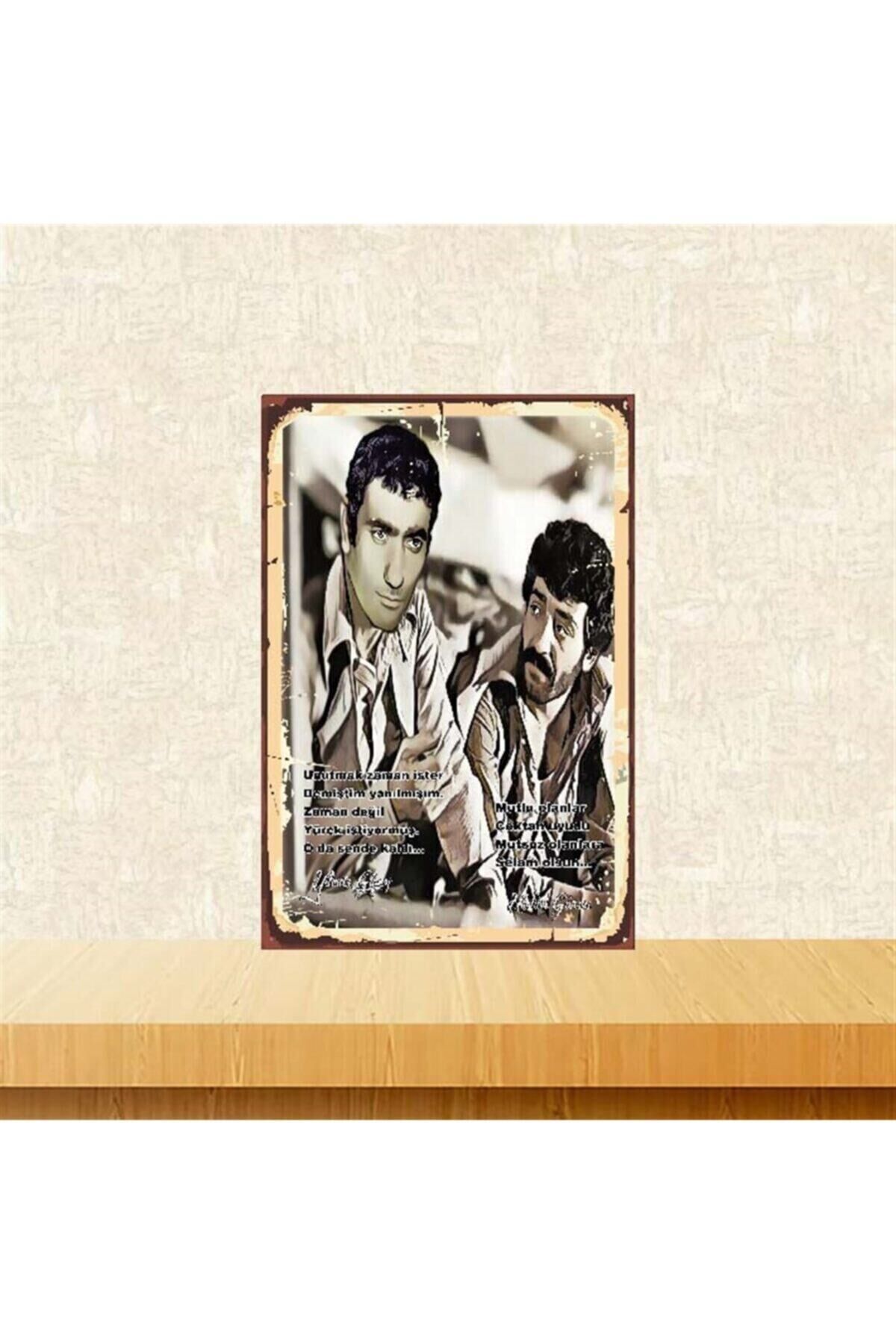 Yılmaz Güney Ve Müslüm Gürses 20-30 Cm Retro Ahşap Poster