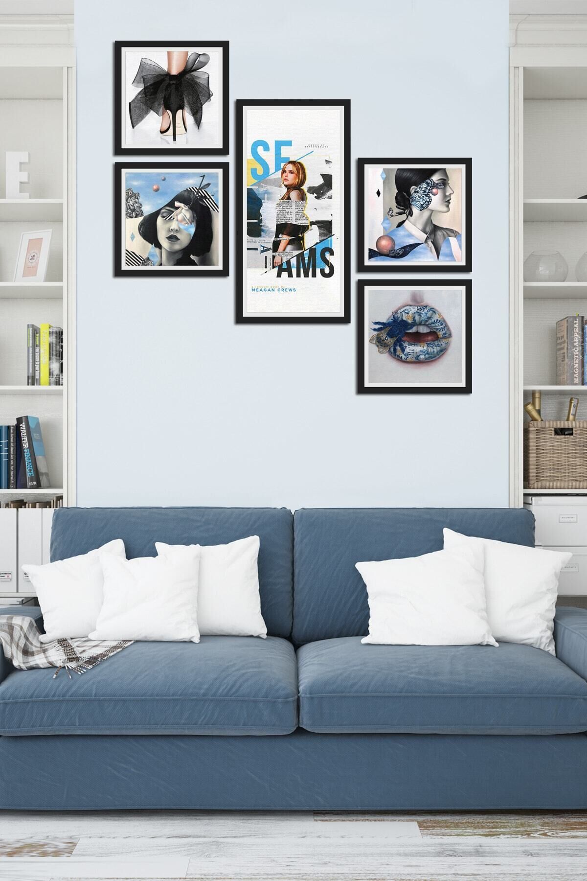 Collage Style 5 Parçalı Mdf Tablo Atf229