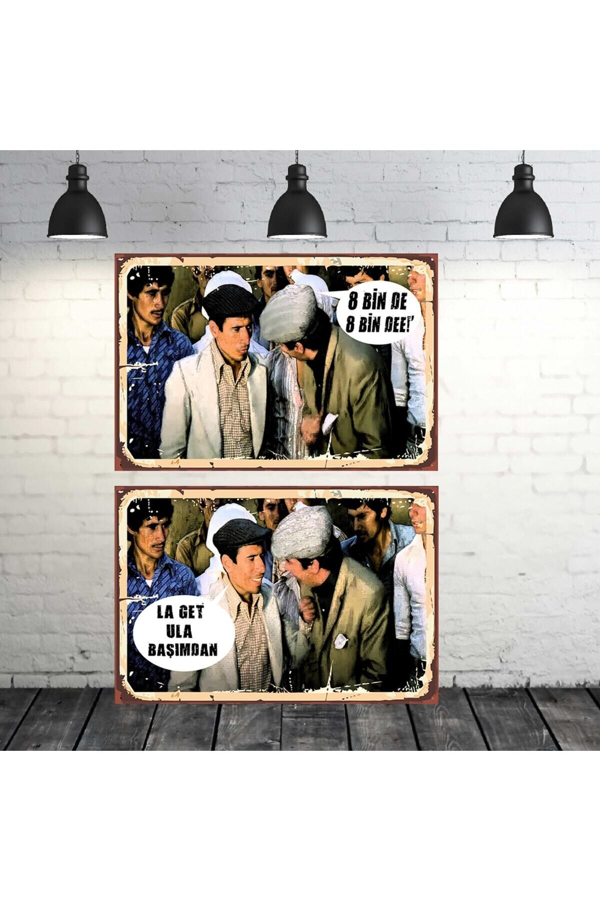 Kibar Feyzo La Get Ula Başımdan Ilyas Salman Repliği 20x30 Cm Ahşap Poster Seti
