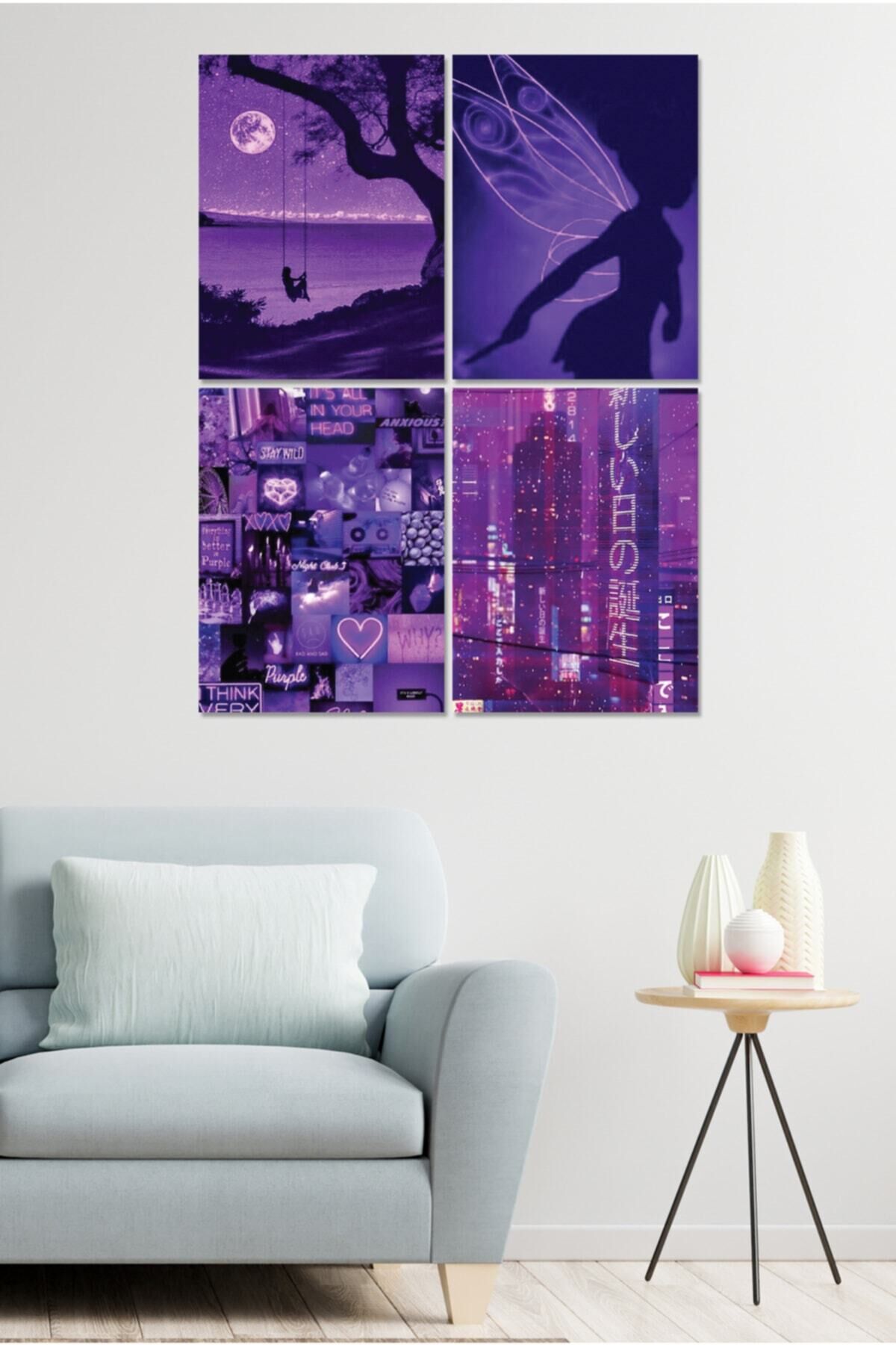 4 Parçalı Çerçeve Görünümlü Mdf Tablo Seti Dnu021