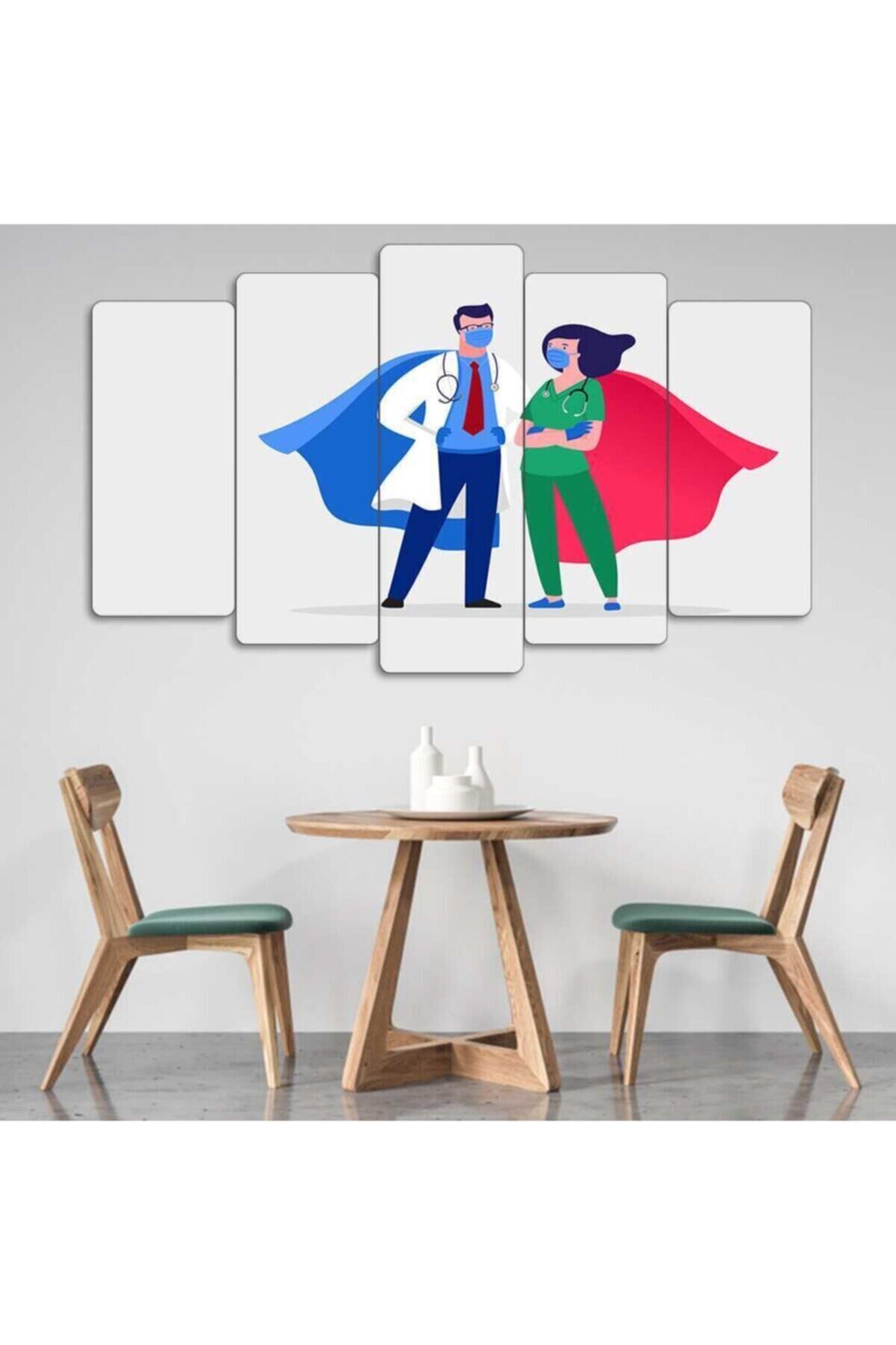 Doktor, Hemşire, Sağlık, Hastane - 5 Parçalı Tablo