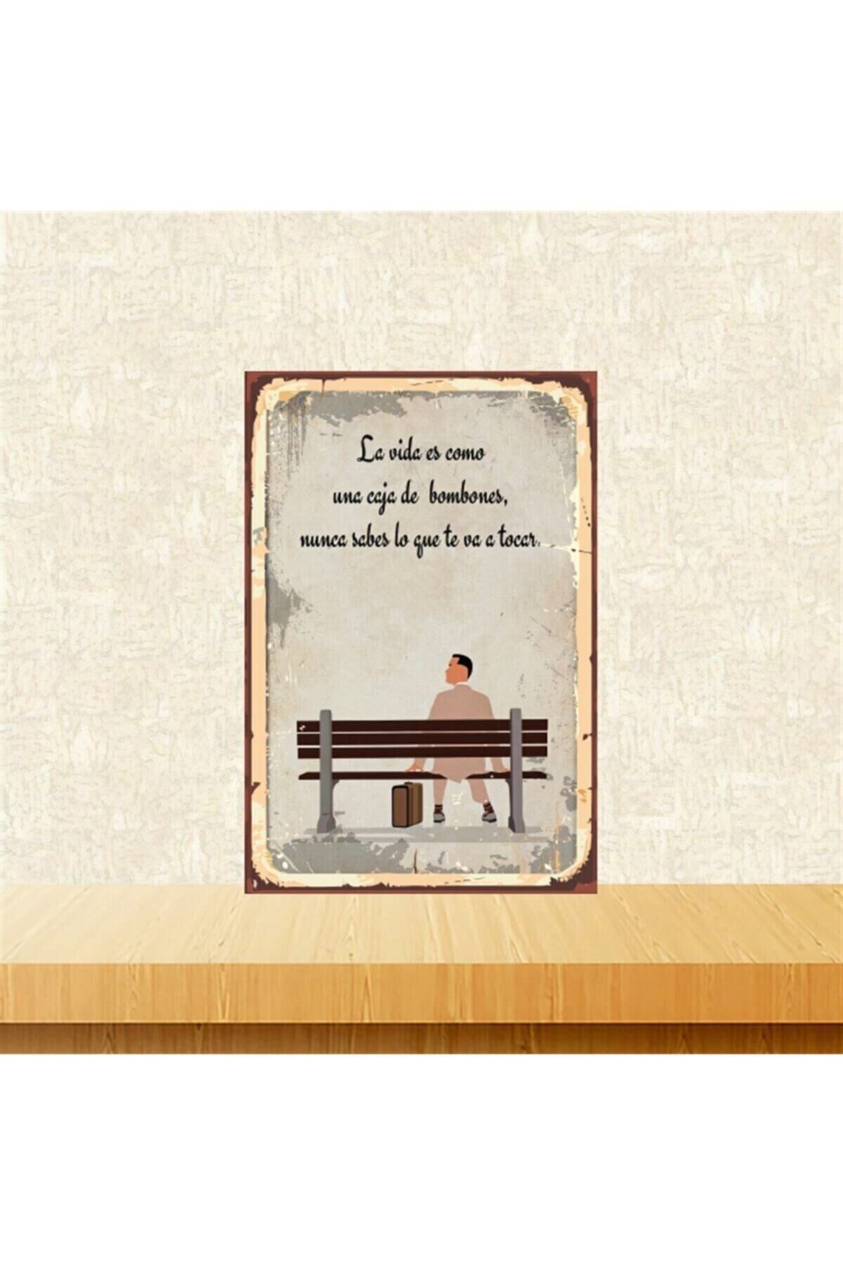 Bankta Bekleyen Adam 20-30 Cm Retro Ahşap Tablo Tkfx5353