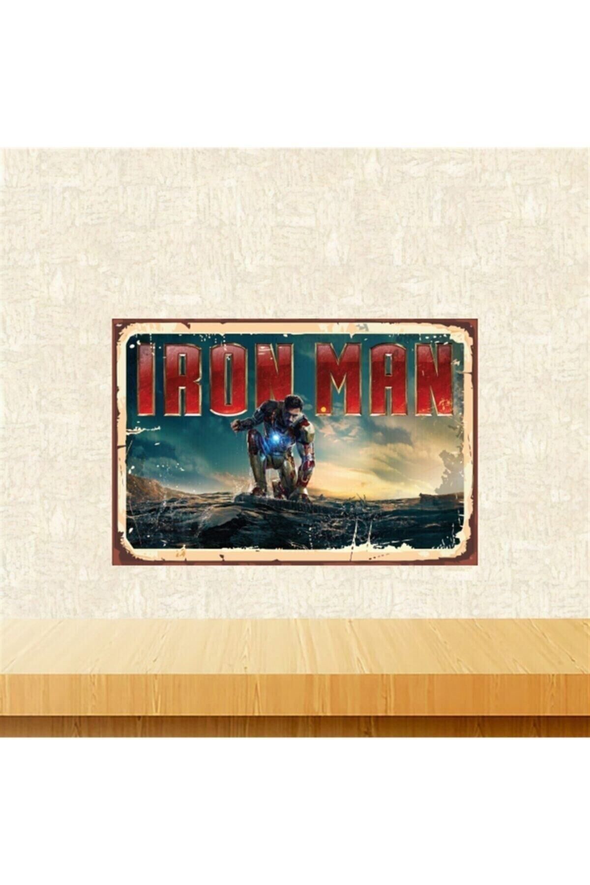 Iron Man Tasarımlı 20-30 Cm Retro Ahşap Tablo Tkfx5710