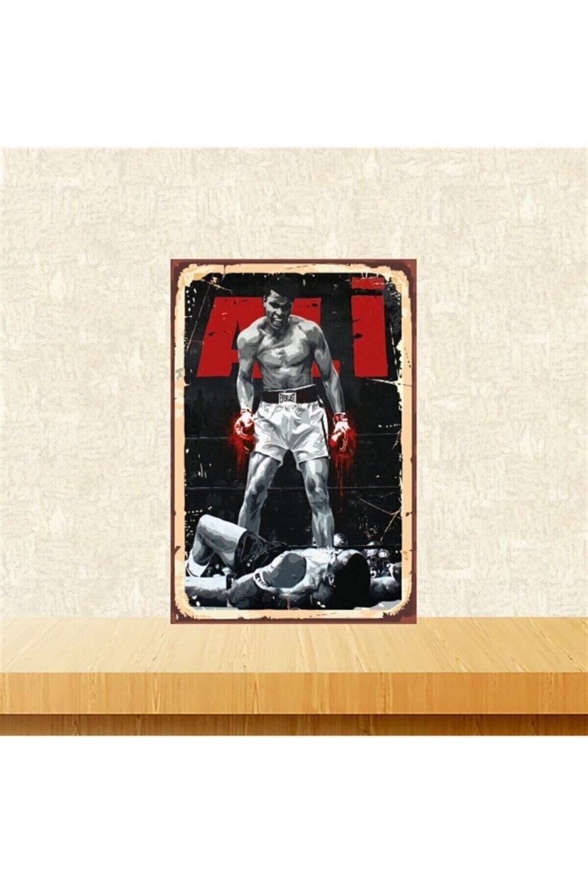 Muhammed Ali 20-30 Cm Retro Ahşap Tablo Tkfx5312