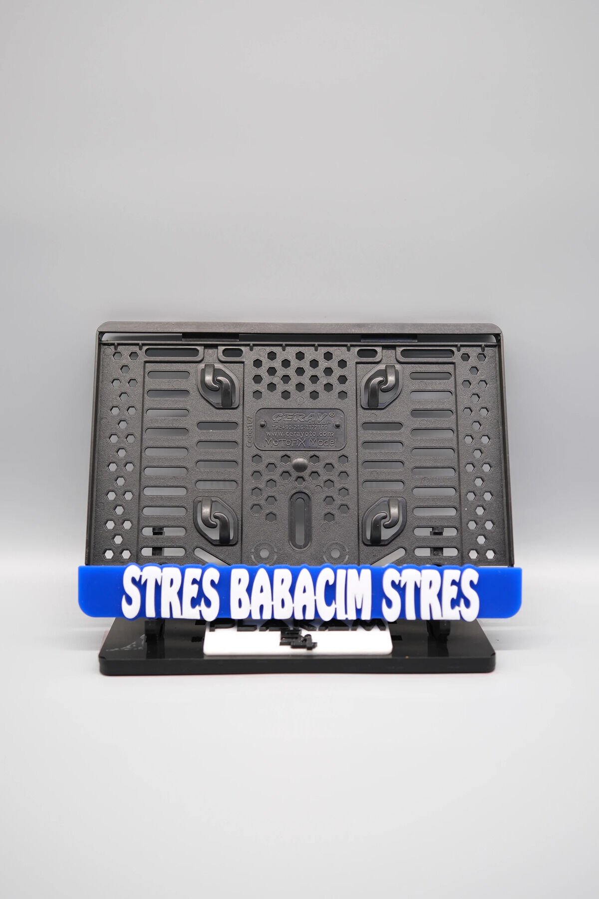 STRES BABACIM STRES 3D KABARTMALI MAVİ PLEKSİ MOTOR PLAKALIĞI