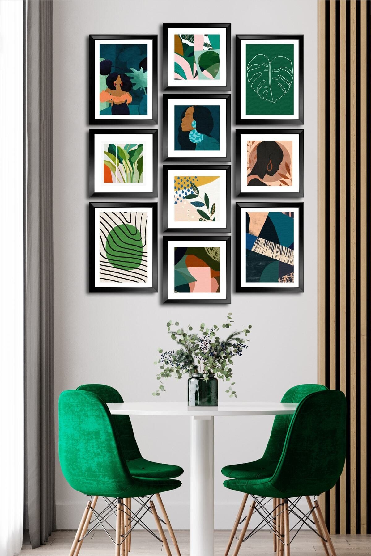 10 Parçalı Çerçeve Görünümlü Mdf Tablo Seti Flm047