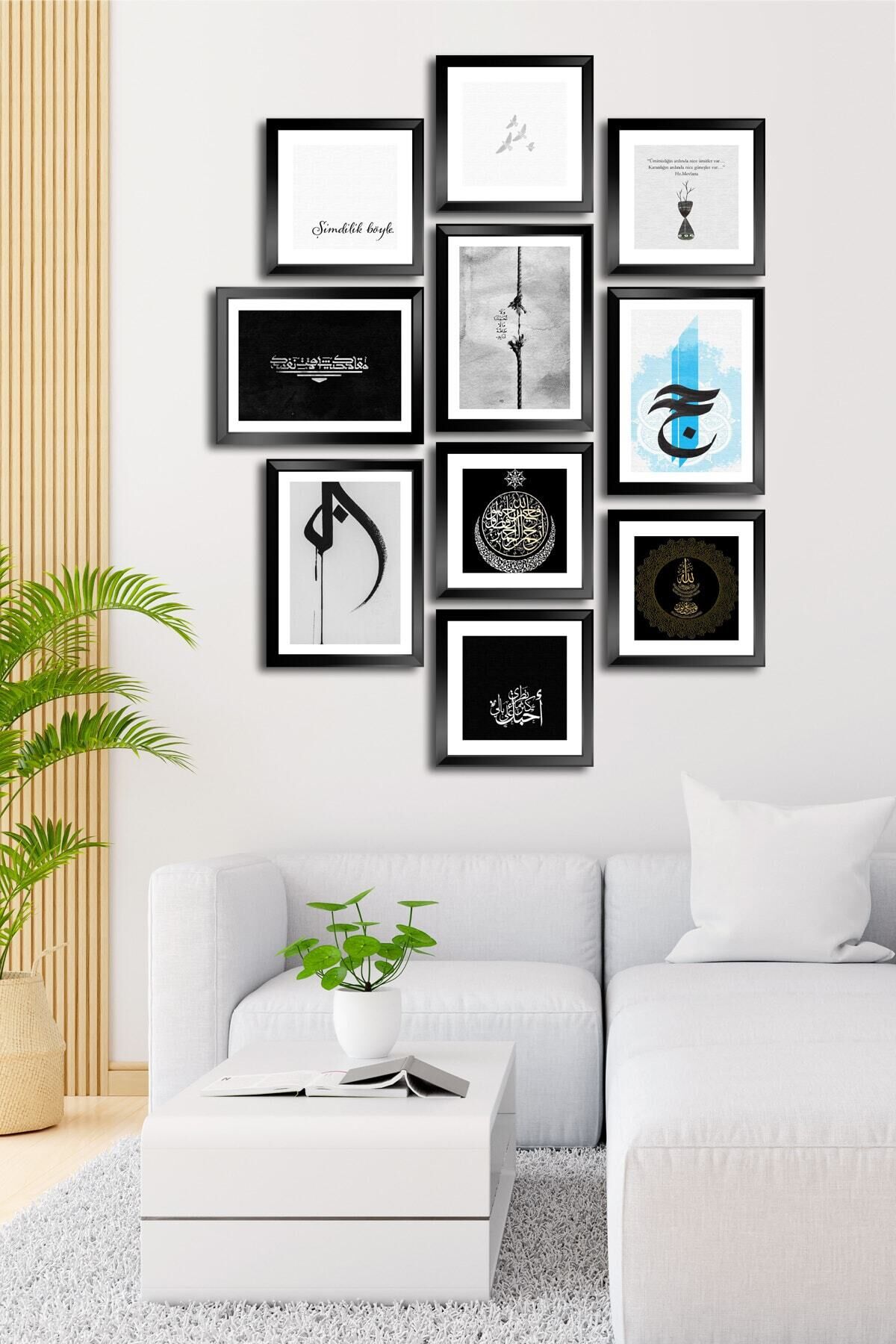 10 Parçalı Çerçeve Görünümlü Mdf Tablo Seti Flm081