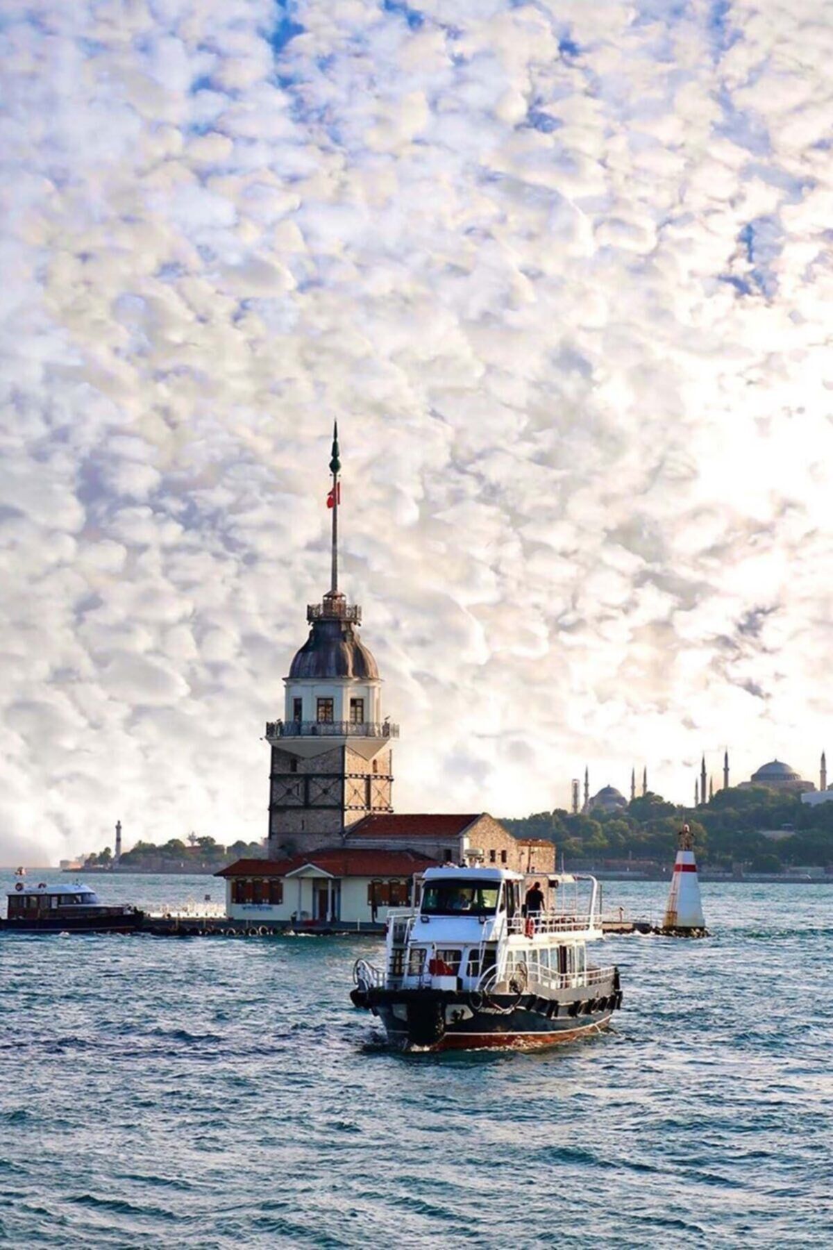 Beyaz Ahşap Kız Kulesi Mdf Posteri 20x30