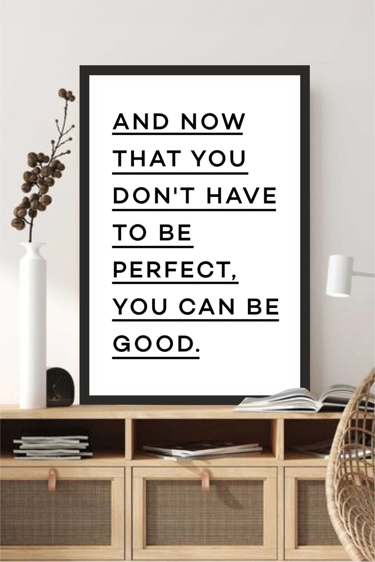 motto yazılı çerçeve görünümlü mdf tablo