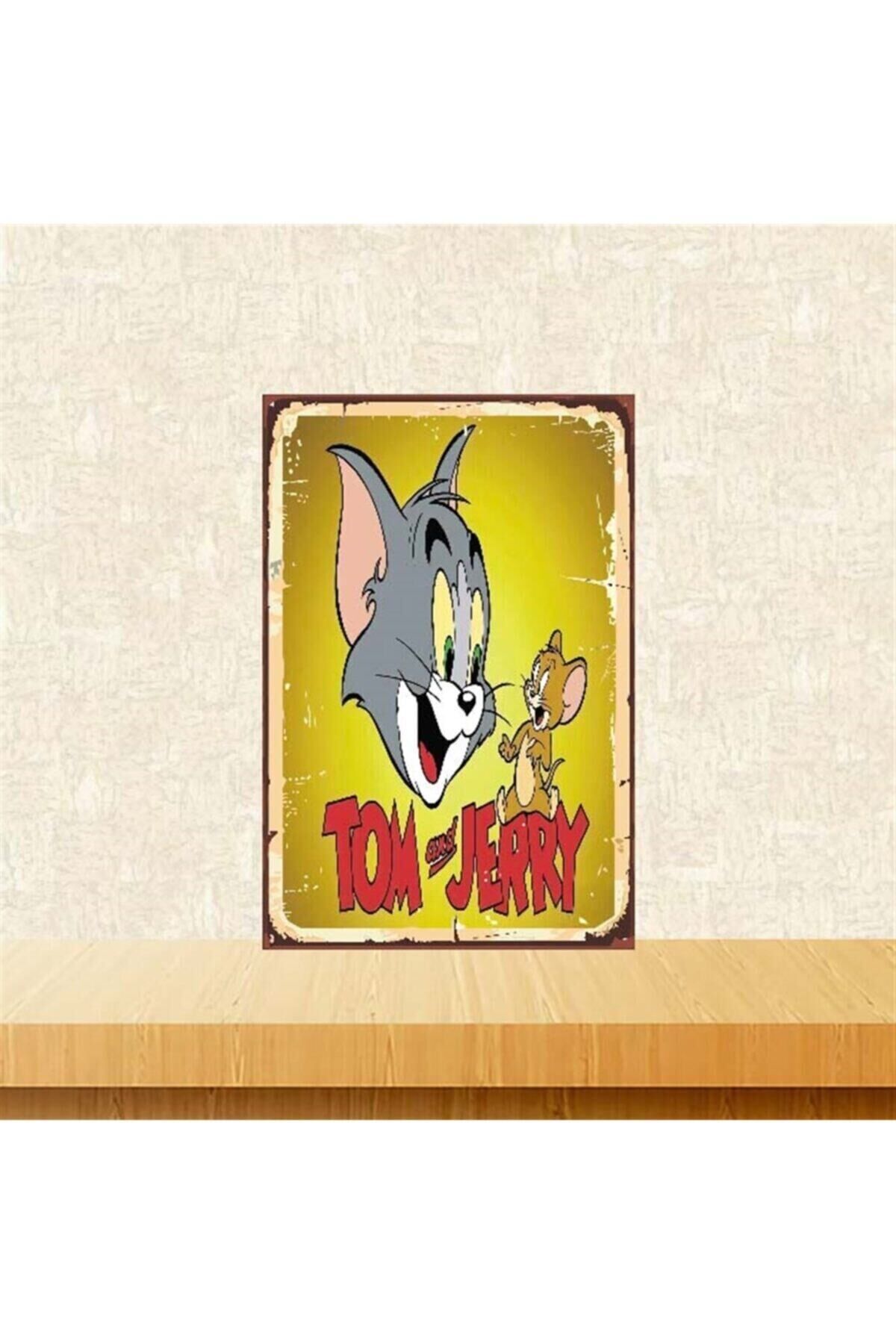 Tom And Jerry Tasarımlı 20-30 cm Retro Ahşap Poster