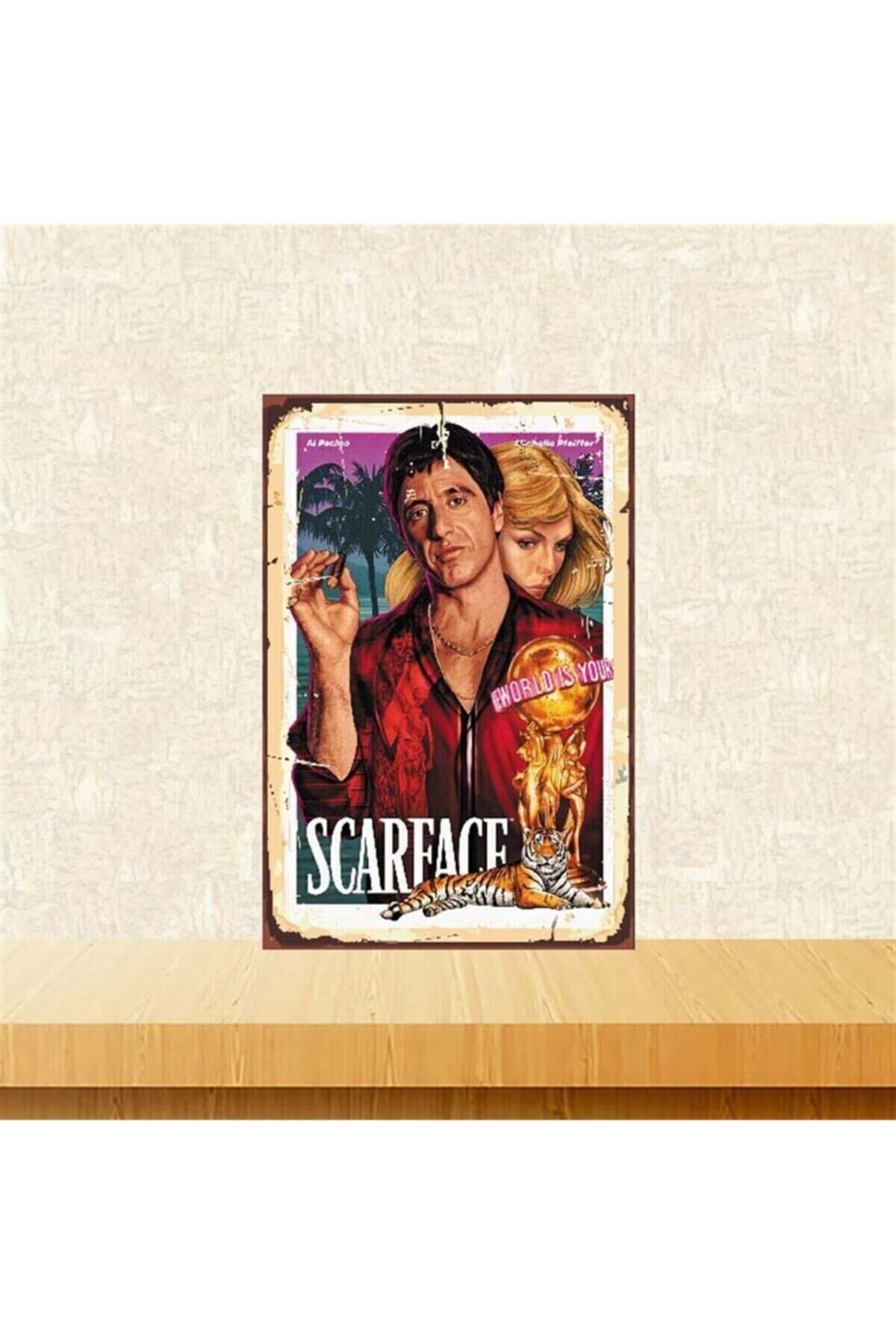 Scarface 20-30 Cm Retro Ahşap Poster Tkfx3686
