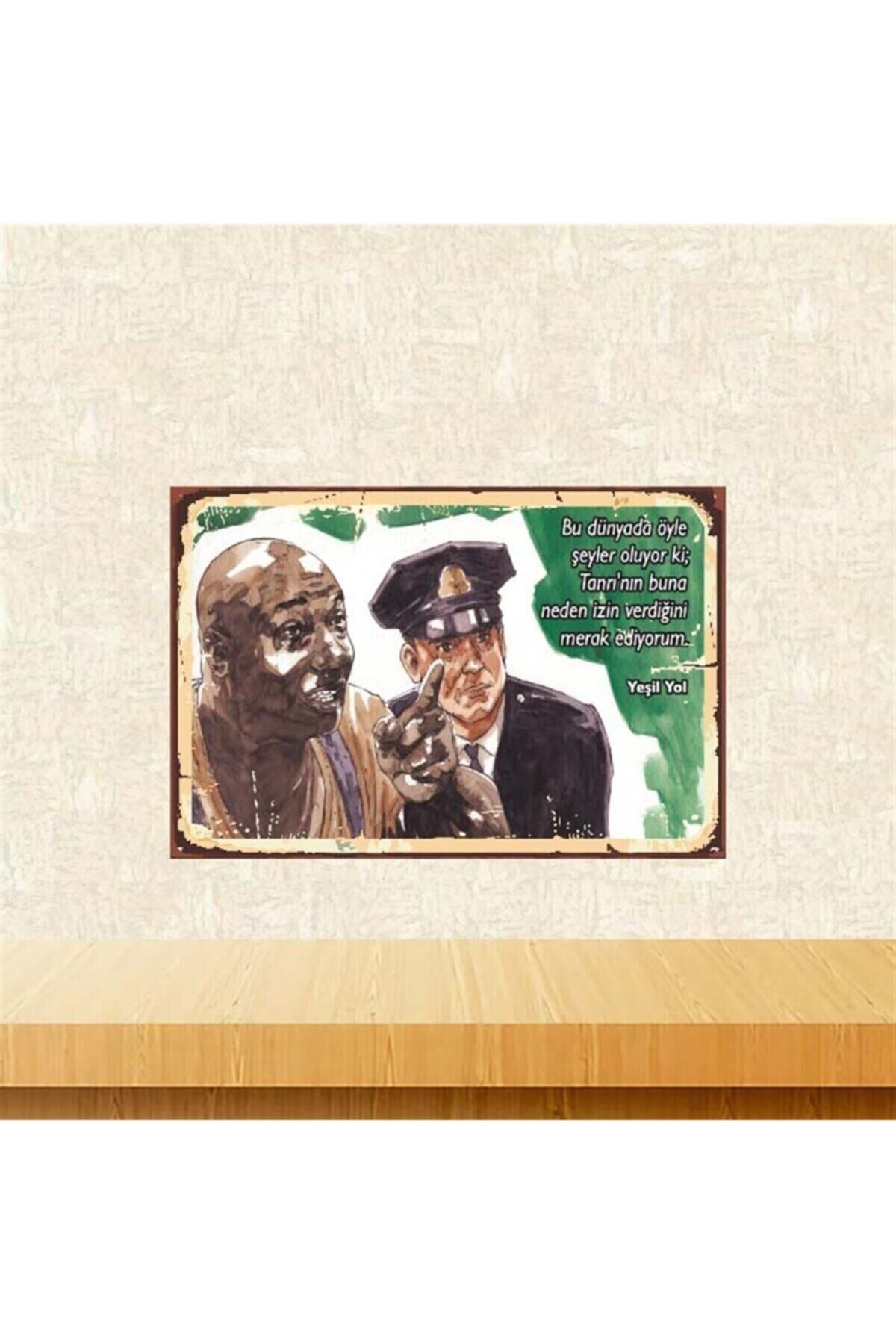 Yeşil Yol 20-30 cm Retro Ahşap Poster