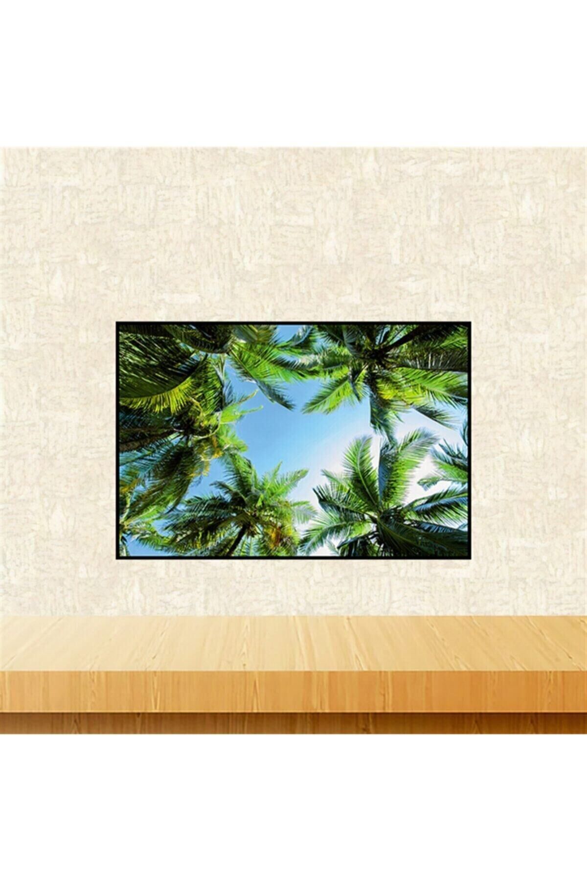 Ağaç Yaprakları Tasarımlı Retro Ahşap Tablo Tkfx5960