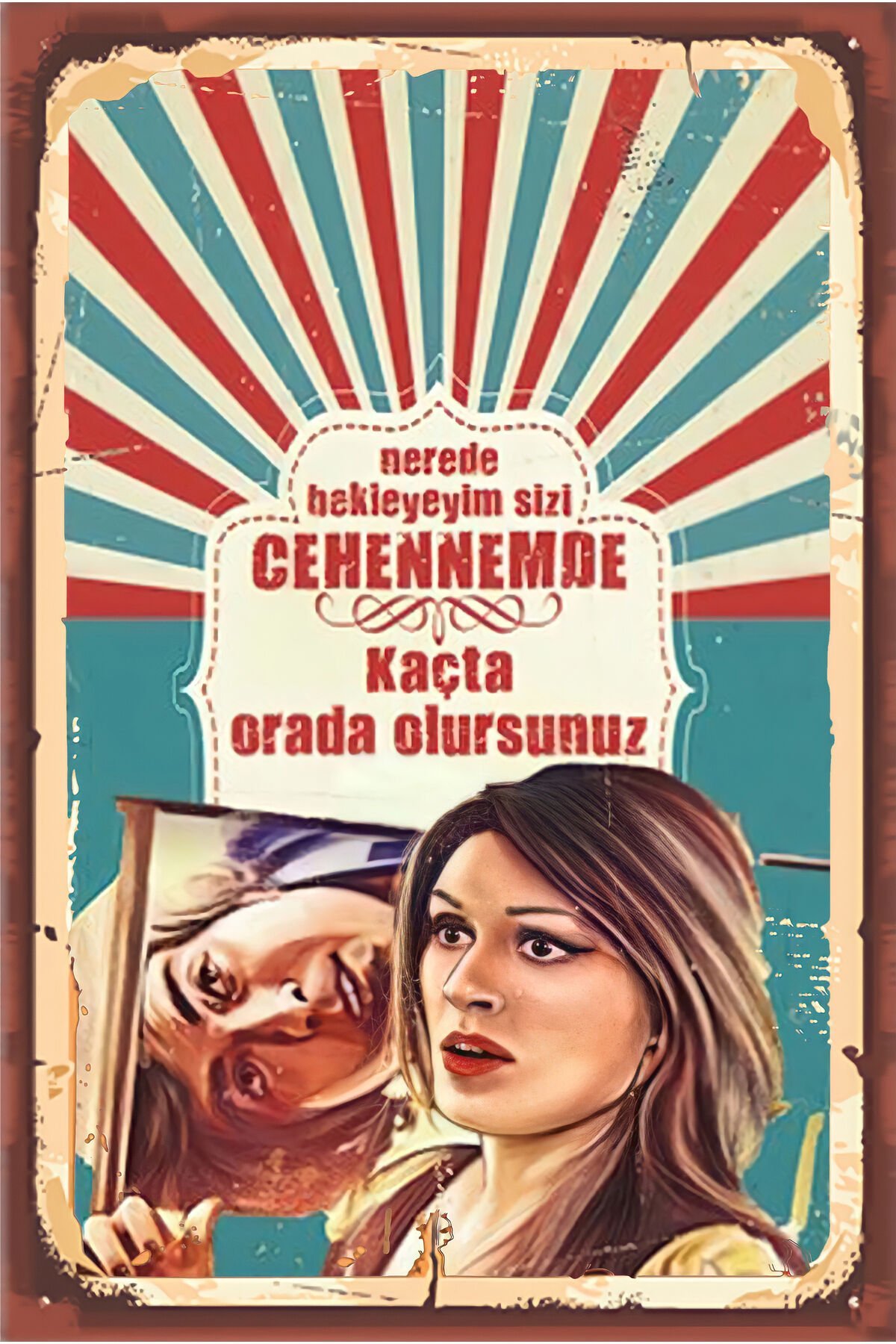 Yeşilçam Temalı Retro Ahşap Poster