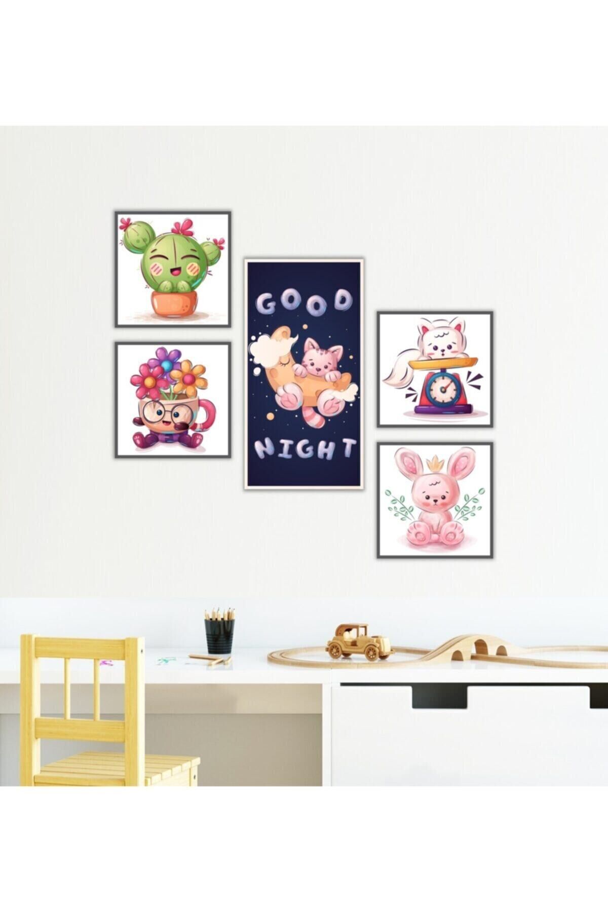 Hediyelik,dekoratif- Çocuk Odası 5 Parça Mdf Tablo