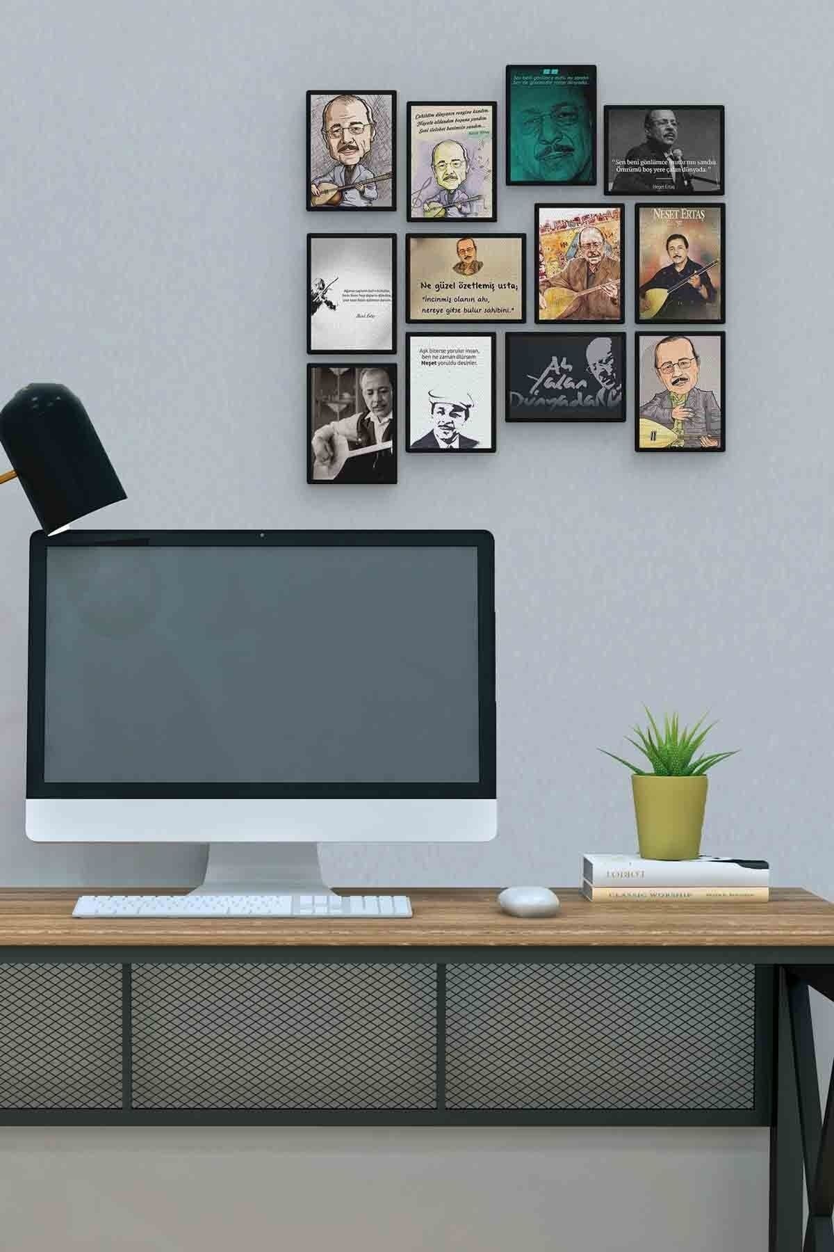 Neşet Ertaş 12 Parça Mdf (ahşap) Tablo Ofis Boyu