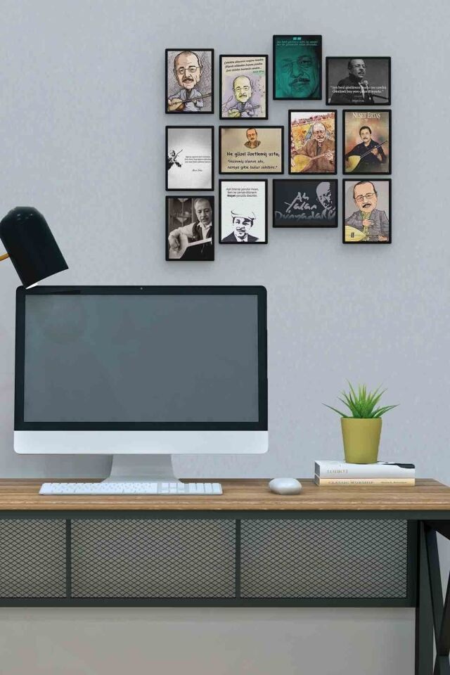 Neşet Ertaş 12 Parça Mdf (ahşap) Tablo Ofis Boyu
