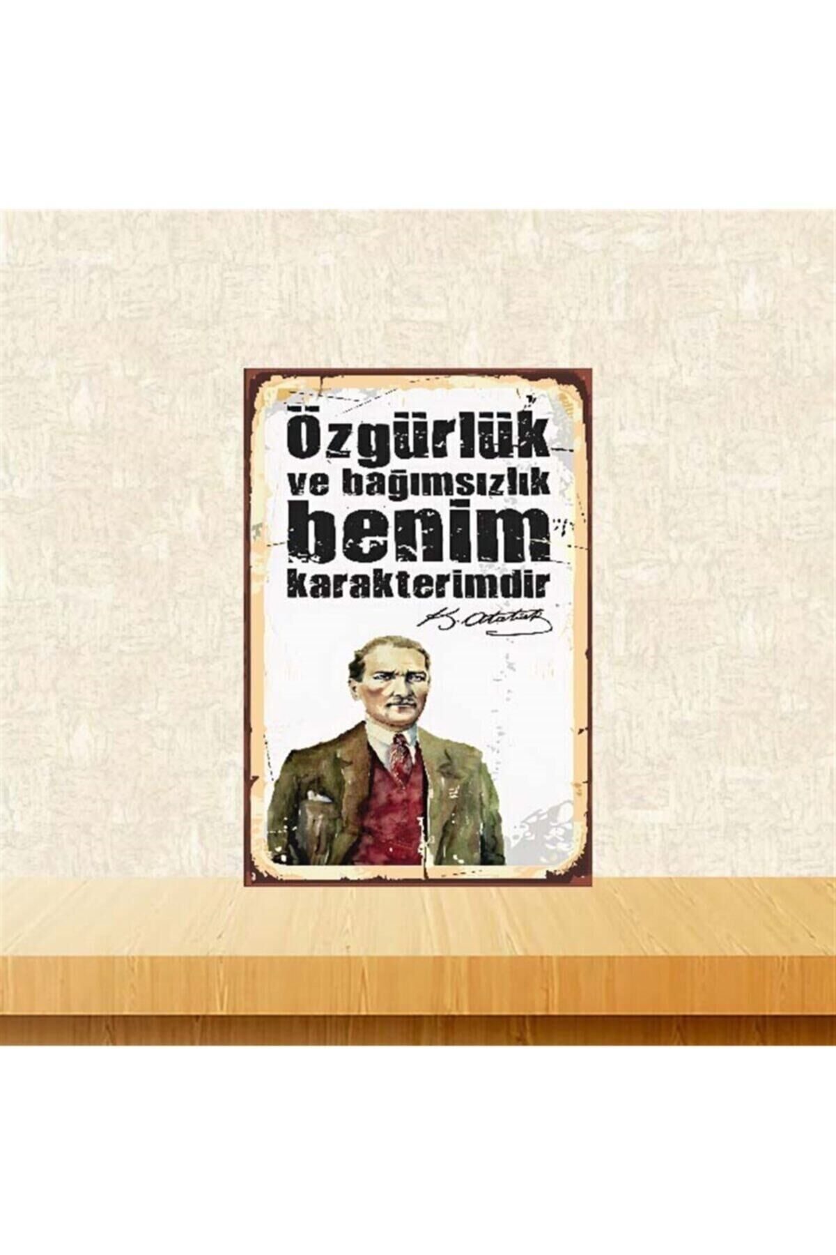 Özgürlük Ve Bağımsızlık Kemal Atatürk 20*30 cm Retro Ahşap Poster