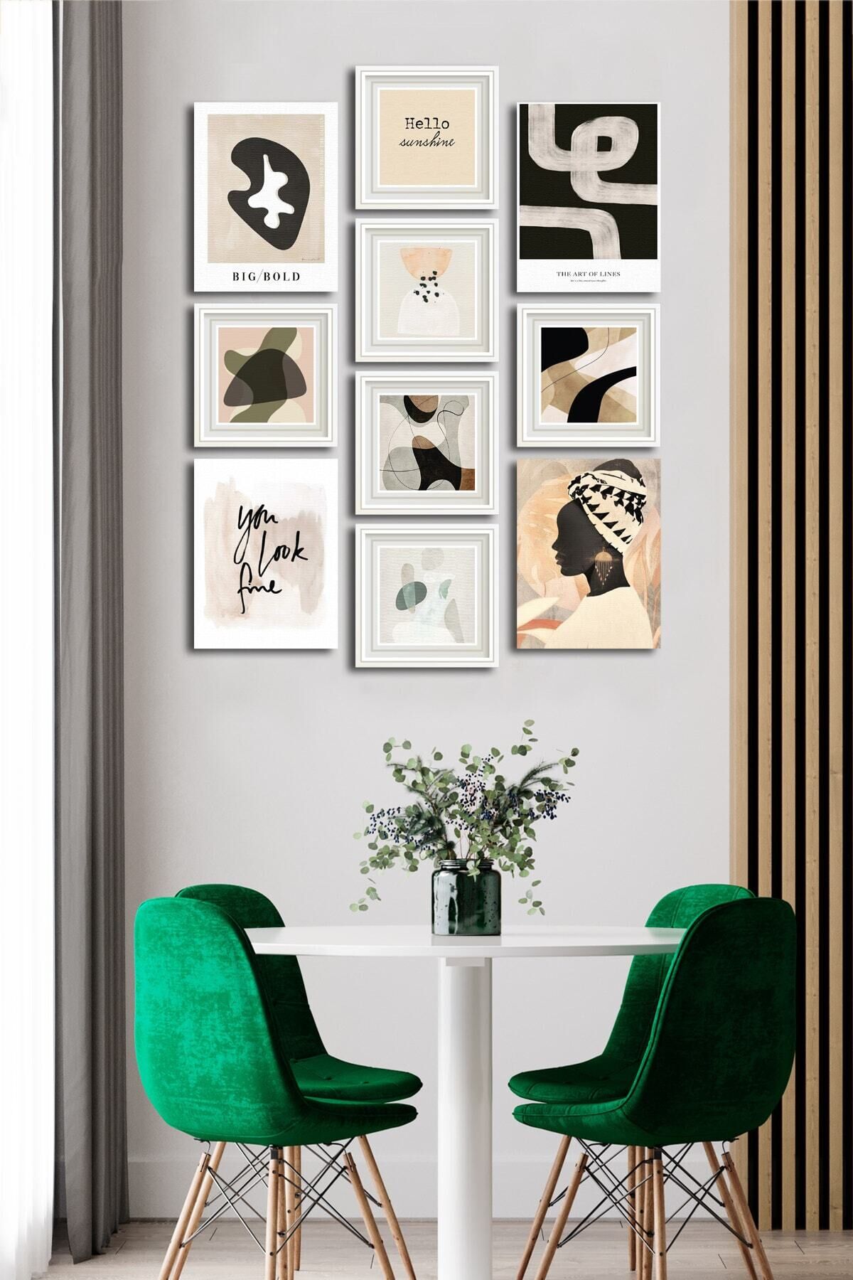 10 Parçalı Çerçeve Görünümlü Mdf Tablo Seti Flm197